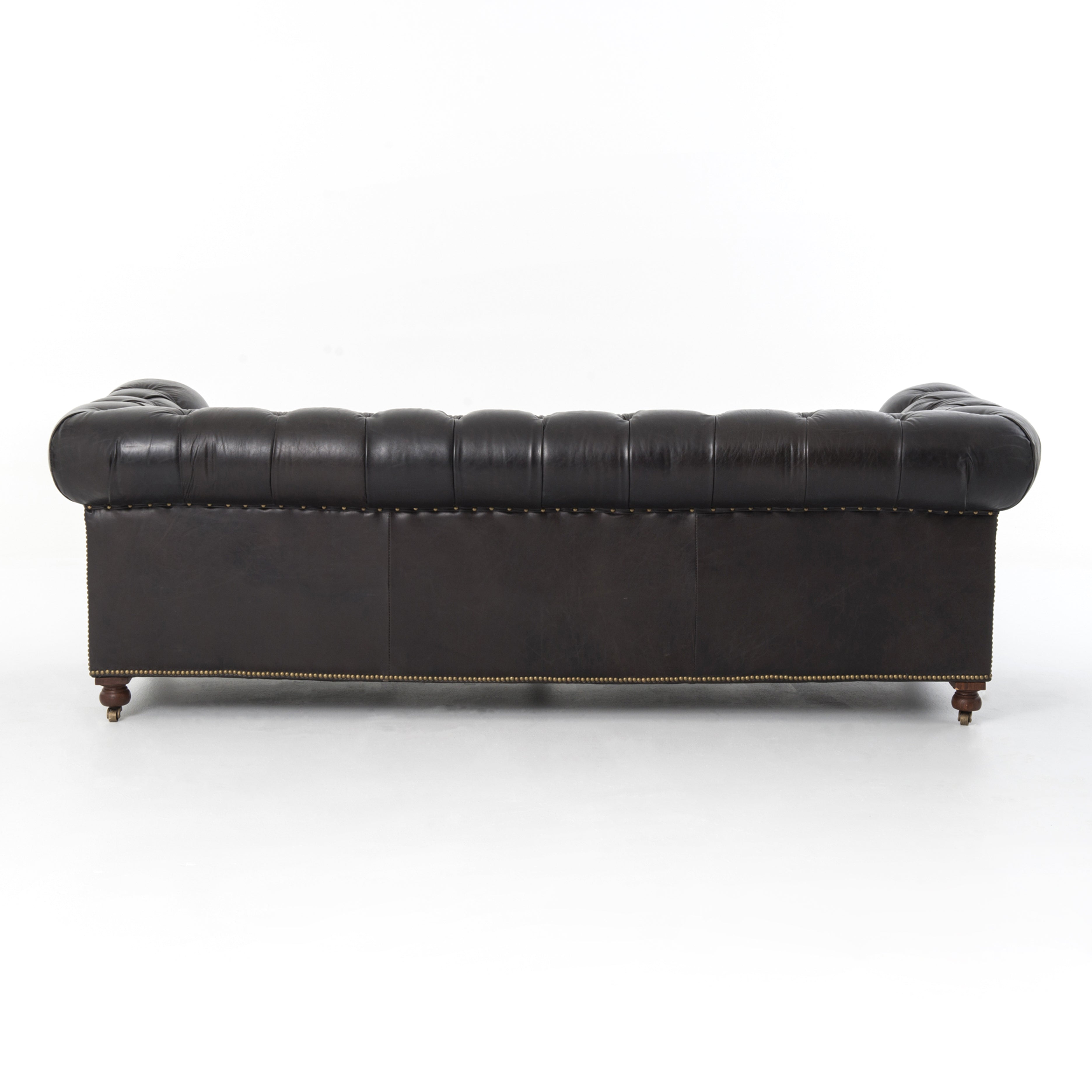 Conroy 96" Top Grain Leather Tufted Sofa - Black - Classic Carolina Home