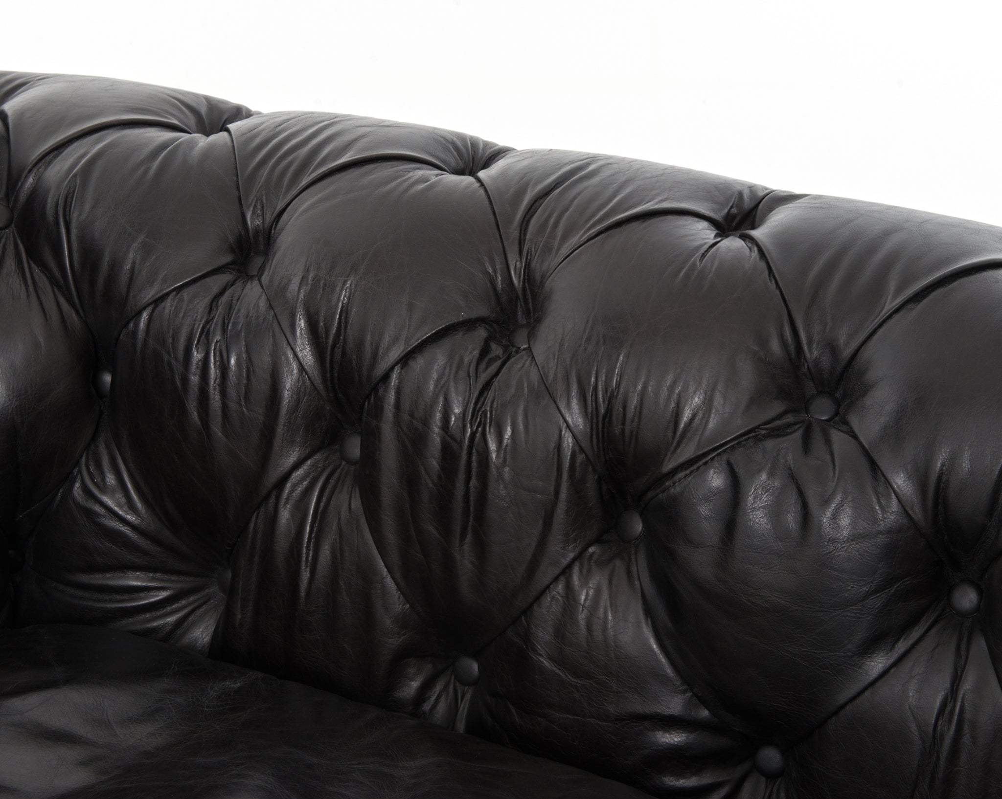 Conroy 96" Top Grain Leather Tufted Sofa - Black - Classic Carolina Home