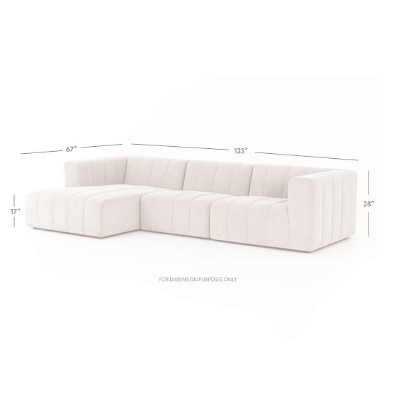 Lindsay 123" Channeled Sectional w/Left Facing Chaise - Sandstone - Classic Carolina Home