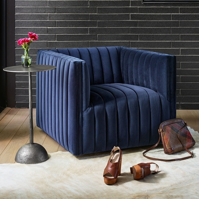 Augustus 32" Swivel Chair - Navy - Classic Carolina Home