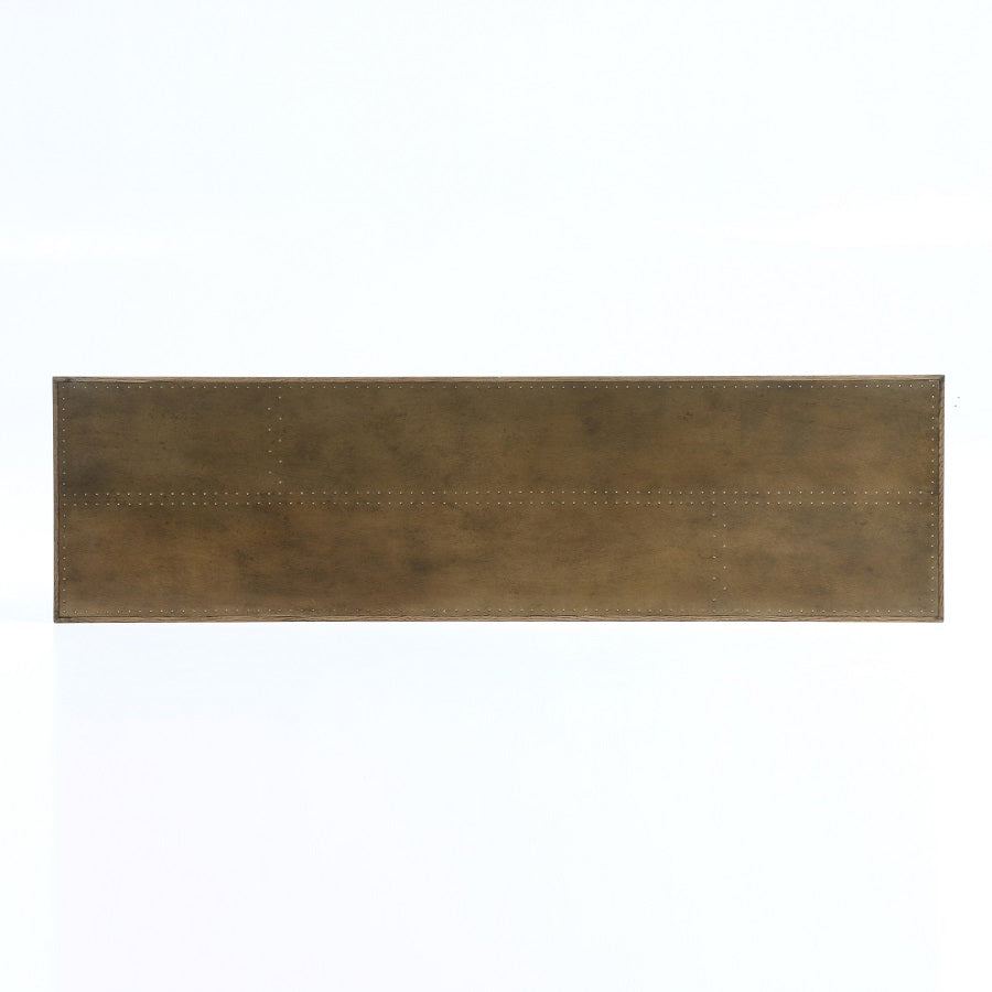 Spenzia 65" Oak + Iron Console Table - Brass - Classic Carolina Home