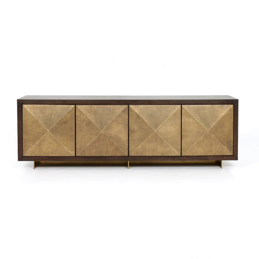 Modena 91" Walnut + Brass Sideboard - Classic Carolina Home