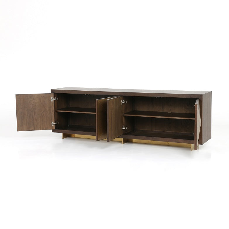 Modena 91" Walnut + Brass Sideboard - Classic Carolina Home