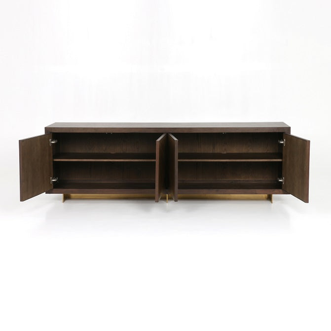 Modena 91" Walnut + Brass Sideboard - Classic Carolina Home