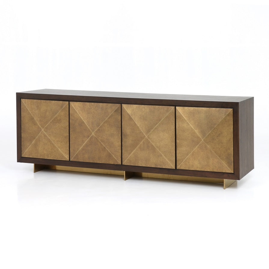 Modena 91" Walnut + Brass Sideboard - Classic Carolina Home
