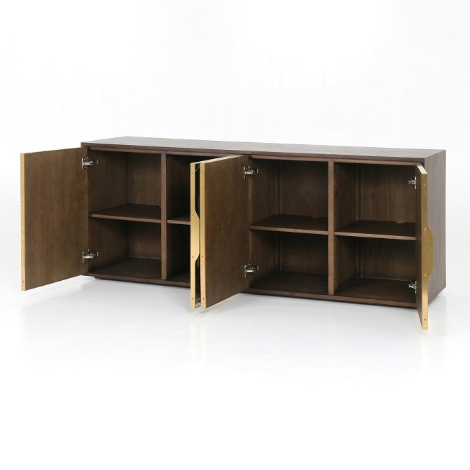 Cyrus 79" Walnut + Stainless Steel Sideboard - Classic Carolina Home