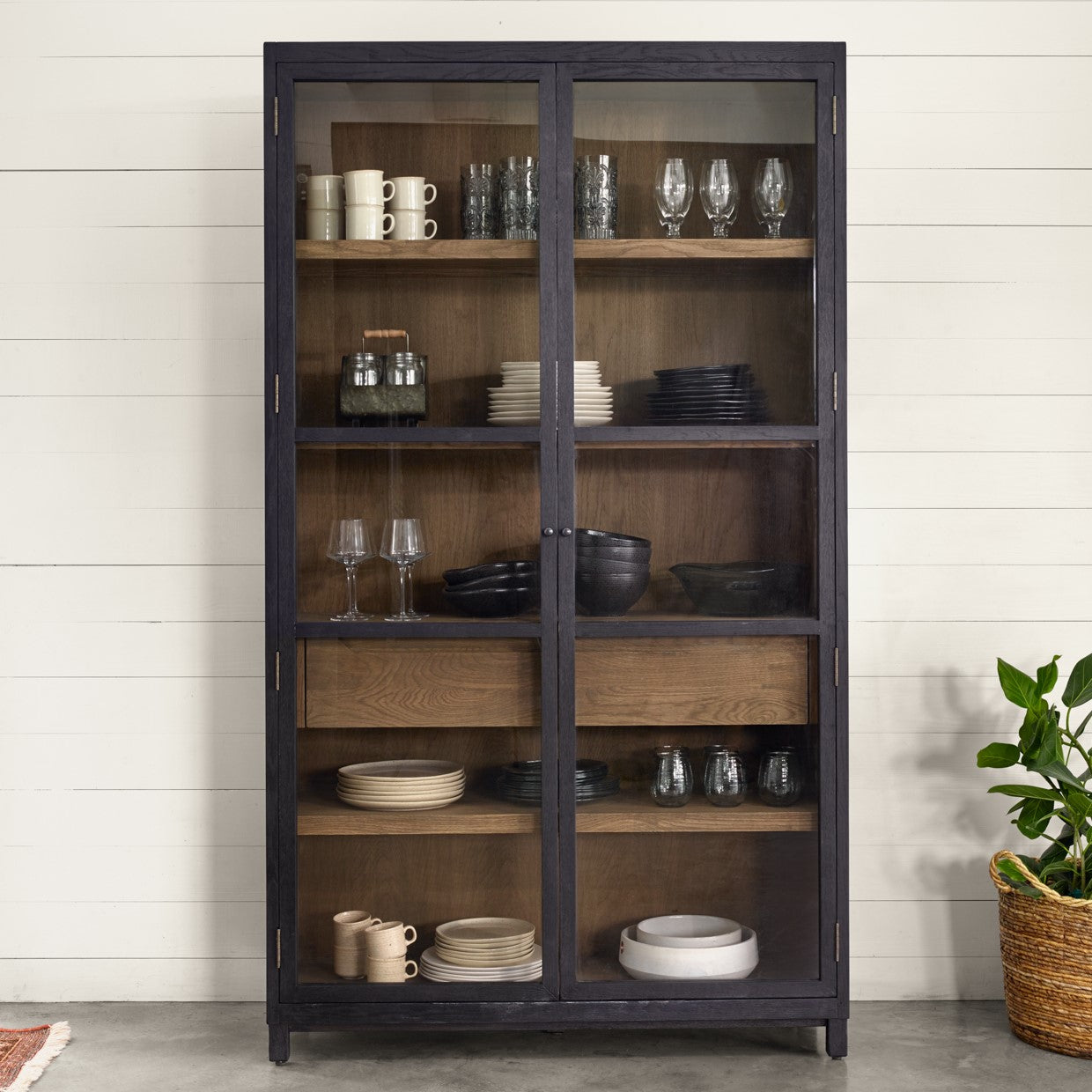 Mika 48" Oak + Glass Cabinet - Classic Carolina Home