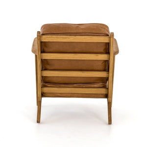 Britt 28" Top Grain Leather Lounge Chair - Palomino + Drift Oak - Classic Carolina Home