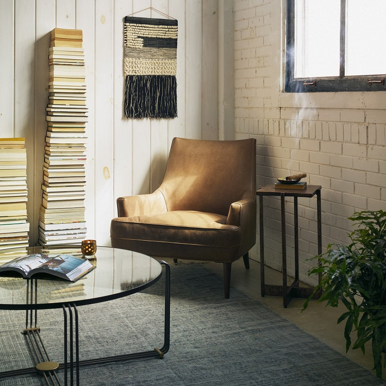 Davos 31" Top Grain Leather Chair - Taupe - Classic Carolina Home