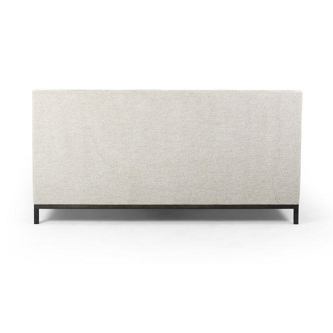 Newton Tufted Fabric + Iron Bed - Plush Linen - Classic Carolina Home