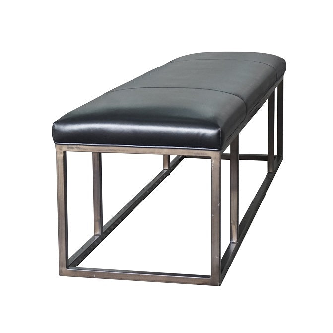 Beaufort 72" Top Grain Leather + Iron Bench - Black - Classic Carolina Home