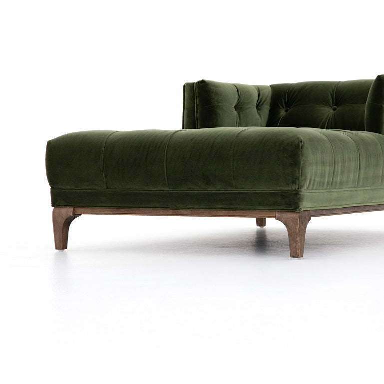 Dillon 62" Velvet Chaise - Olive - Classic Carolina Home