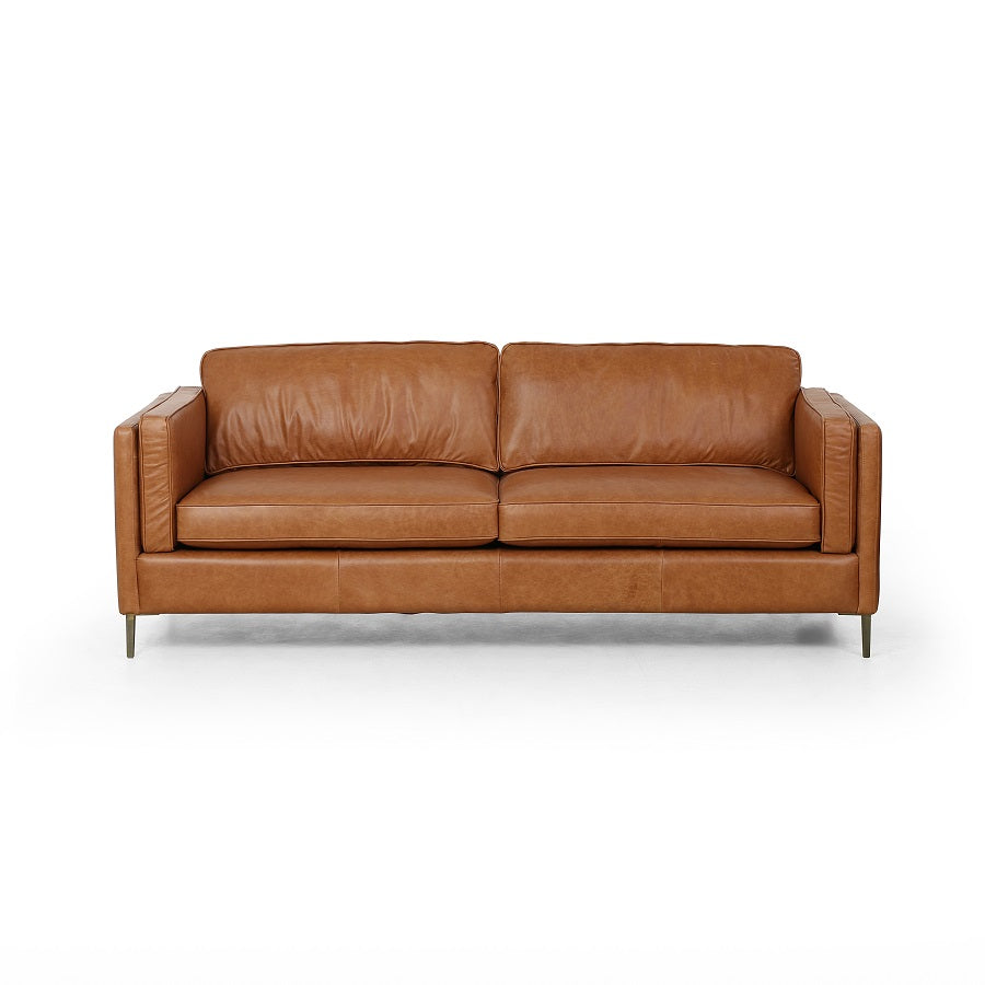 Emerson 84" Top Grain Leather Sofa - Butterscotch - Classic Carolina Home