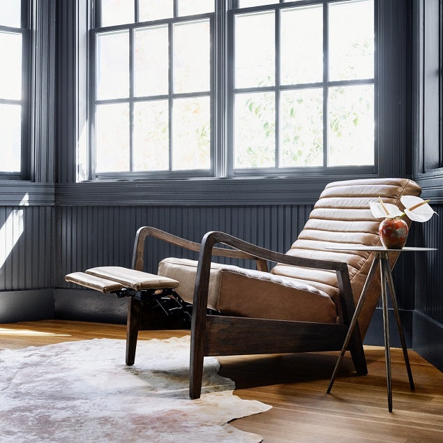 Chaz 28" Top Grain Leather Recliner - Taupe - Classic Carolina Home