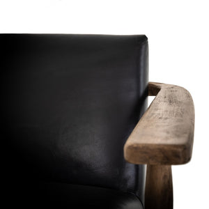 Barnett 29" Top Grain Leather Chair - Black - Classic Carolina Home
