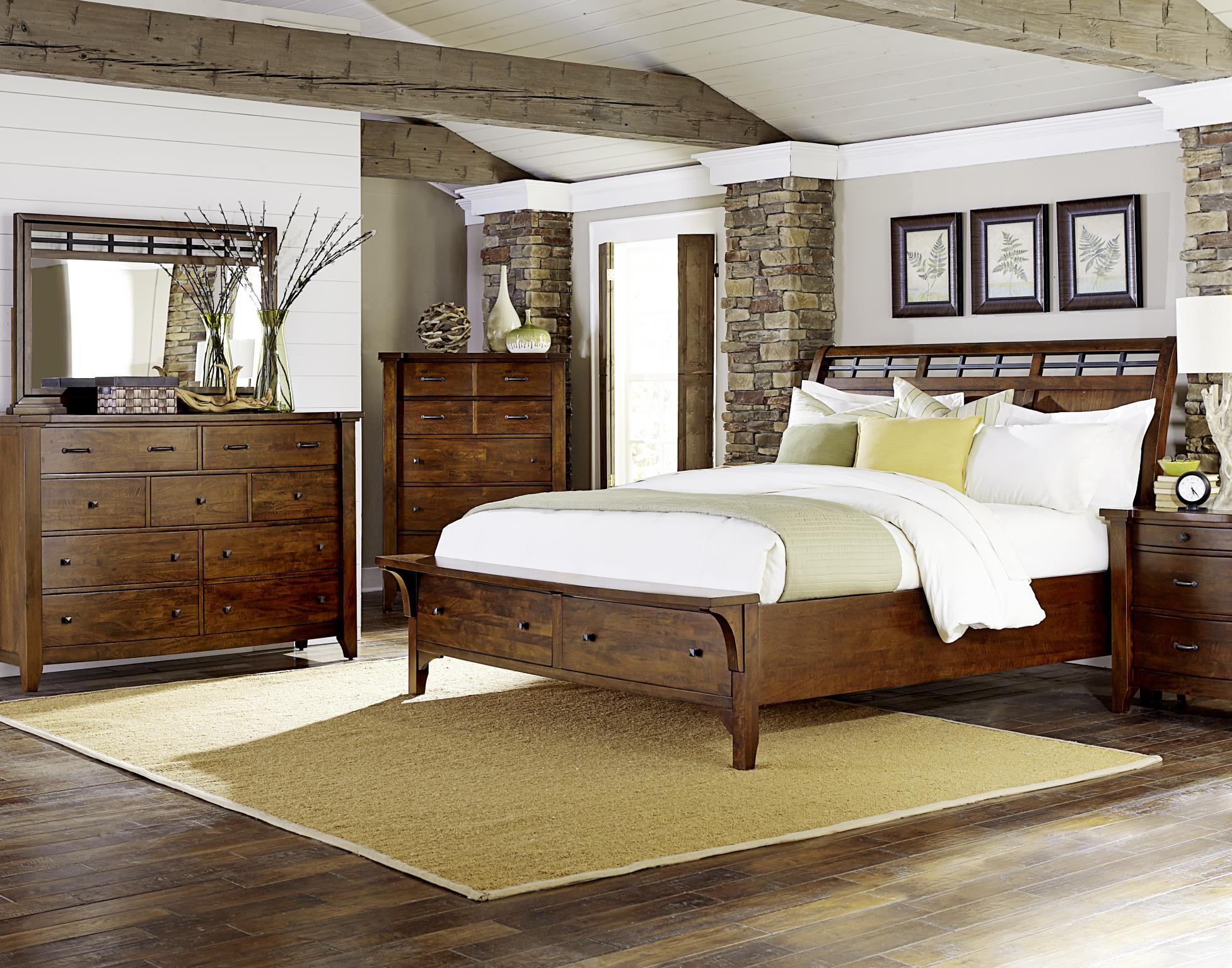Cashiers Mahogany Queen Storage Bed - Cocoa - Classic Carolina Home