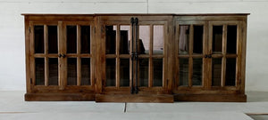 Clayton 99" 6 Door Glass Front Sideboard - Dark Ash