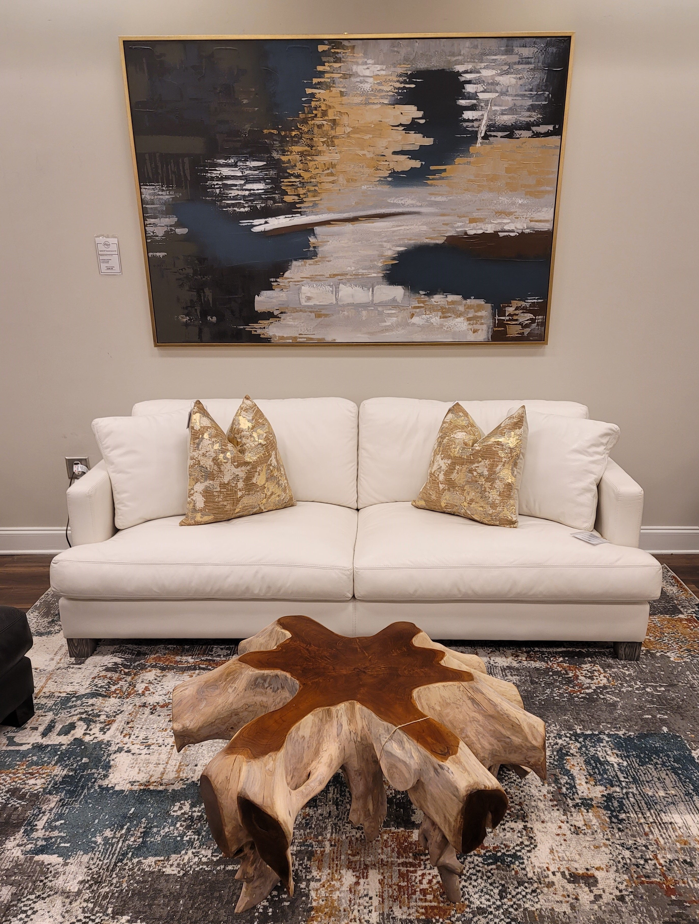 Franklin 90" Top Grain Leather 2 Cushion Sofa - Winter White