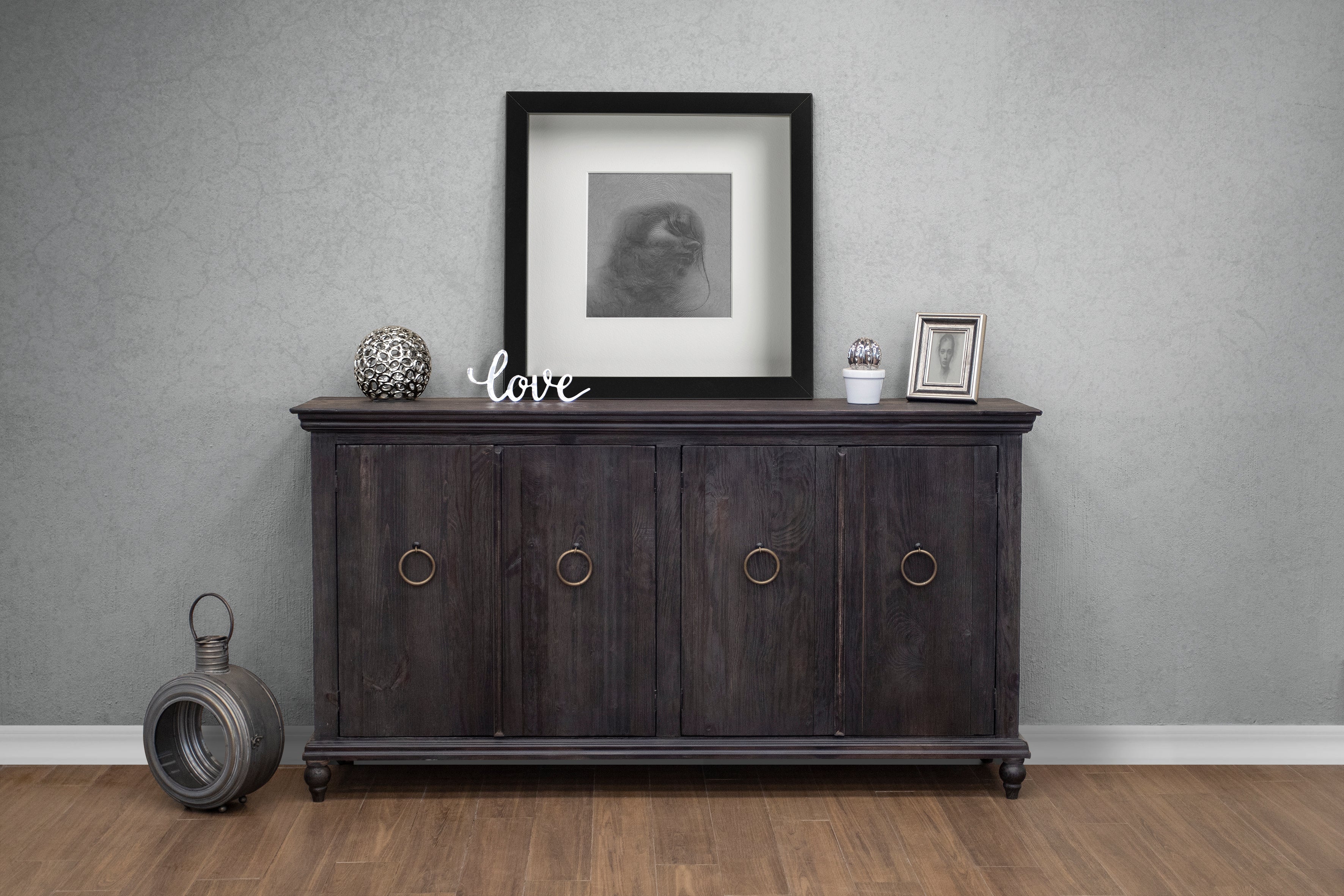 Celeste 74" 4 Door Sideboard - Charcoal - Classic Carolina Home