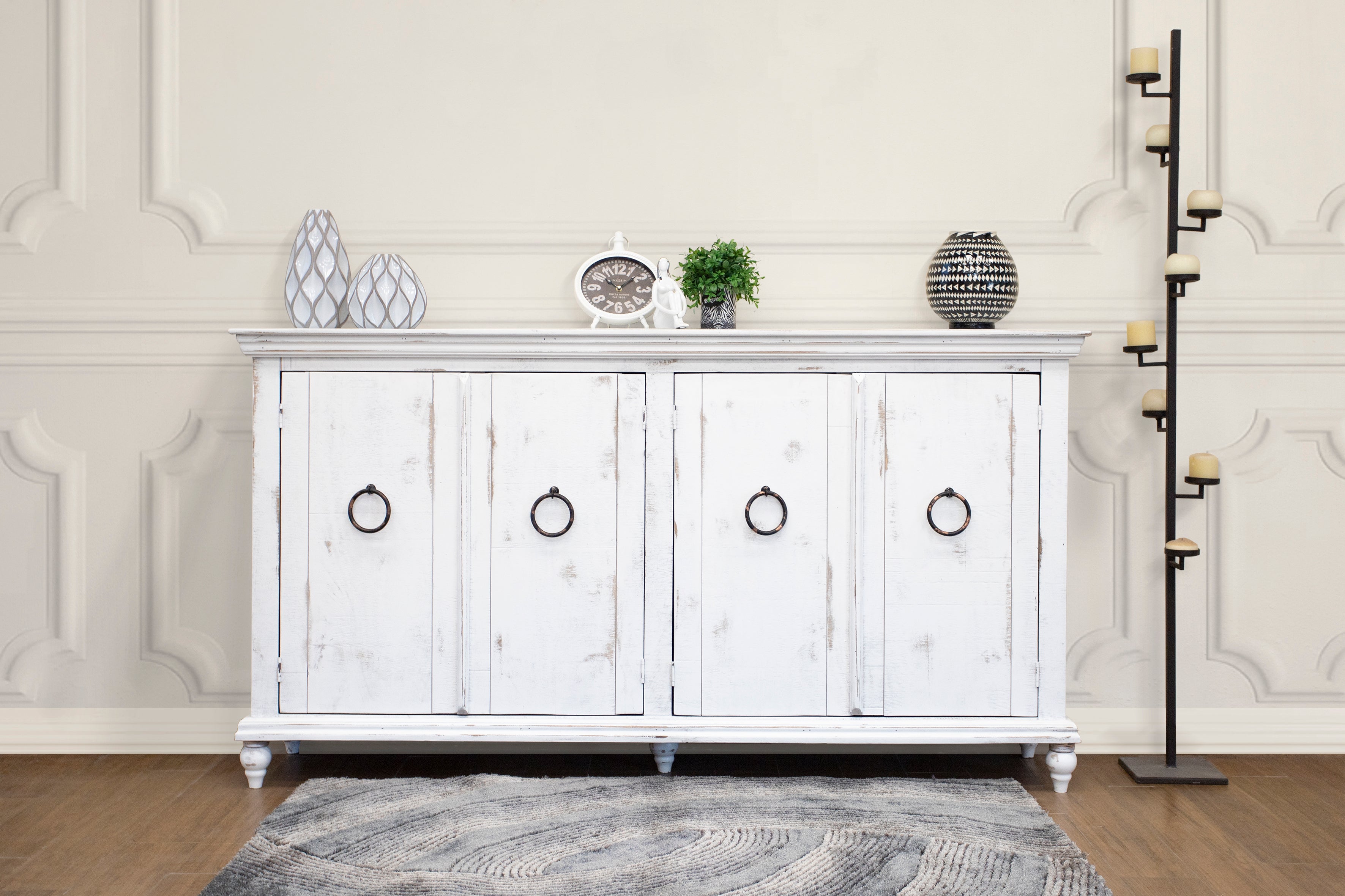 Celeste 74" 4 Door Sideboard - Cottage White - Classic Carolina Home