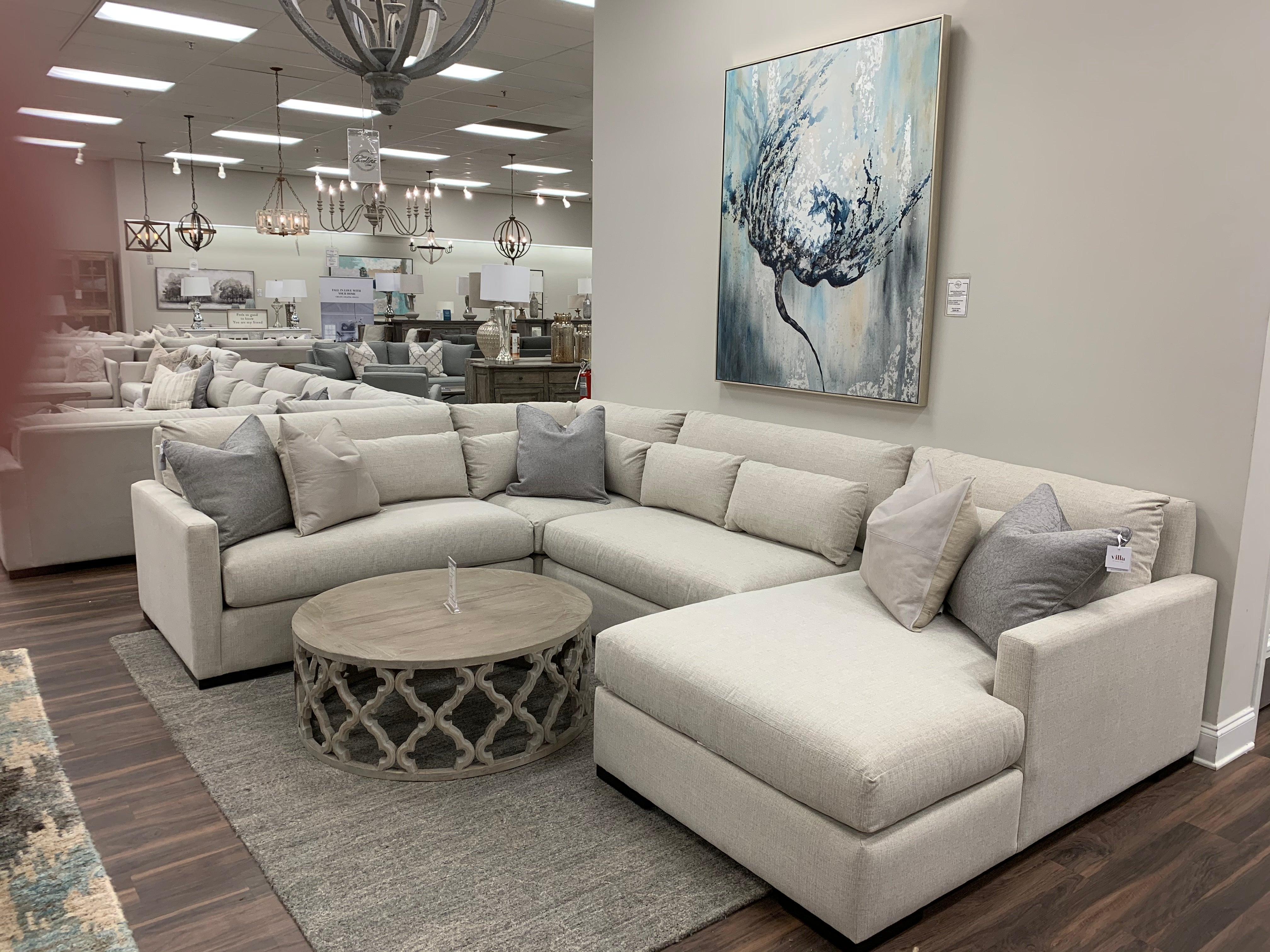 Glenda Quick Ship 144" x 104" Sectional w/Right Arm Facing Chaise - Crypton Quicksilver - Classic Carolina Home