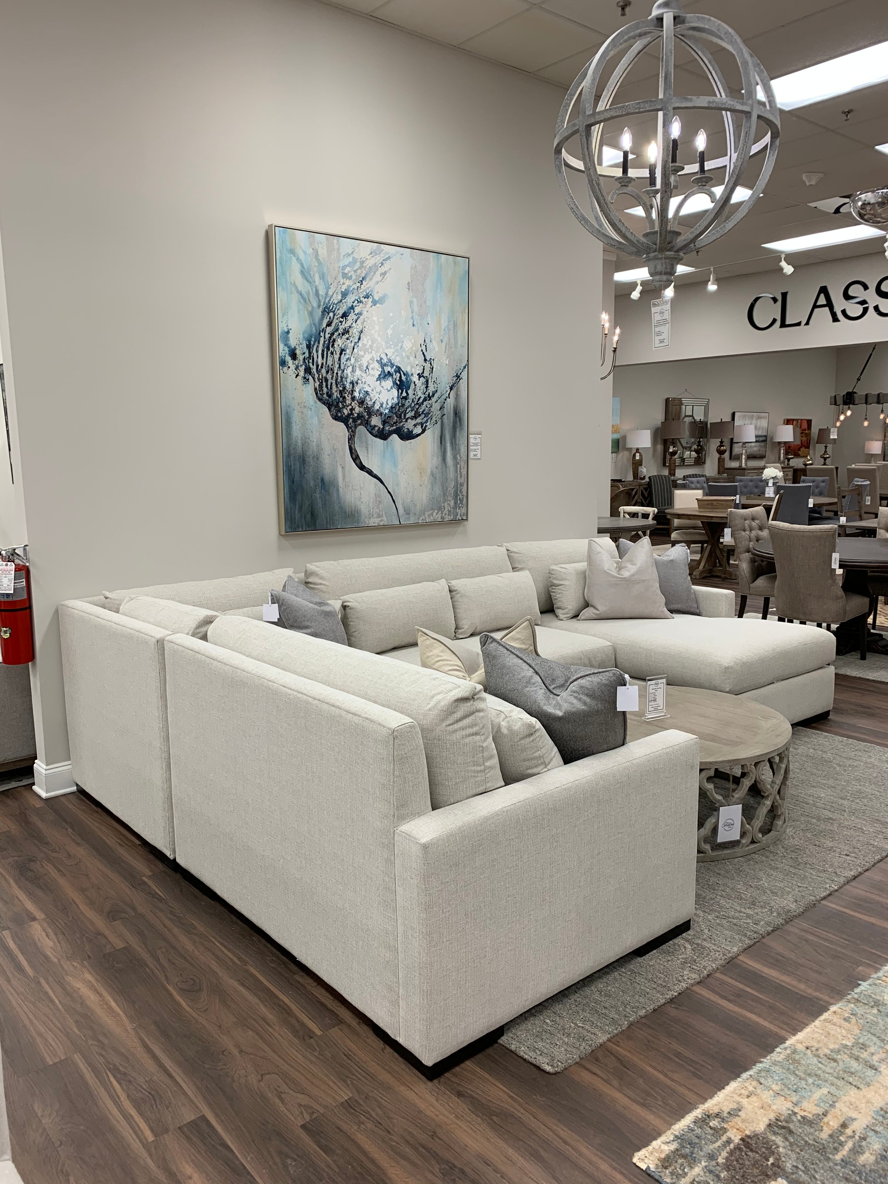 Glenda 144" x 104" Quick Ship Sectional w/Left Arm Facing Chaise - Crypton Quicksilver - Classic Carolina Home