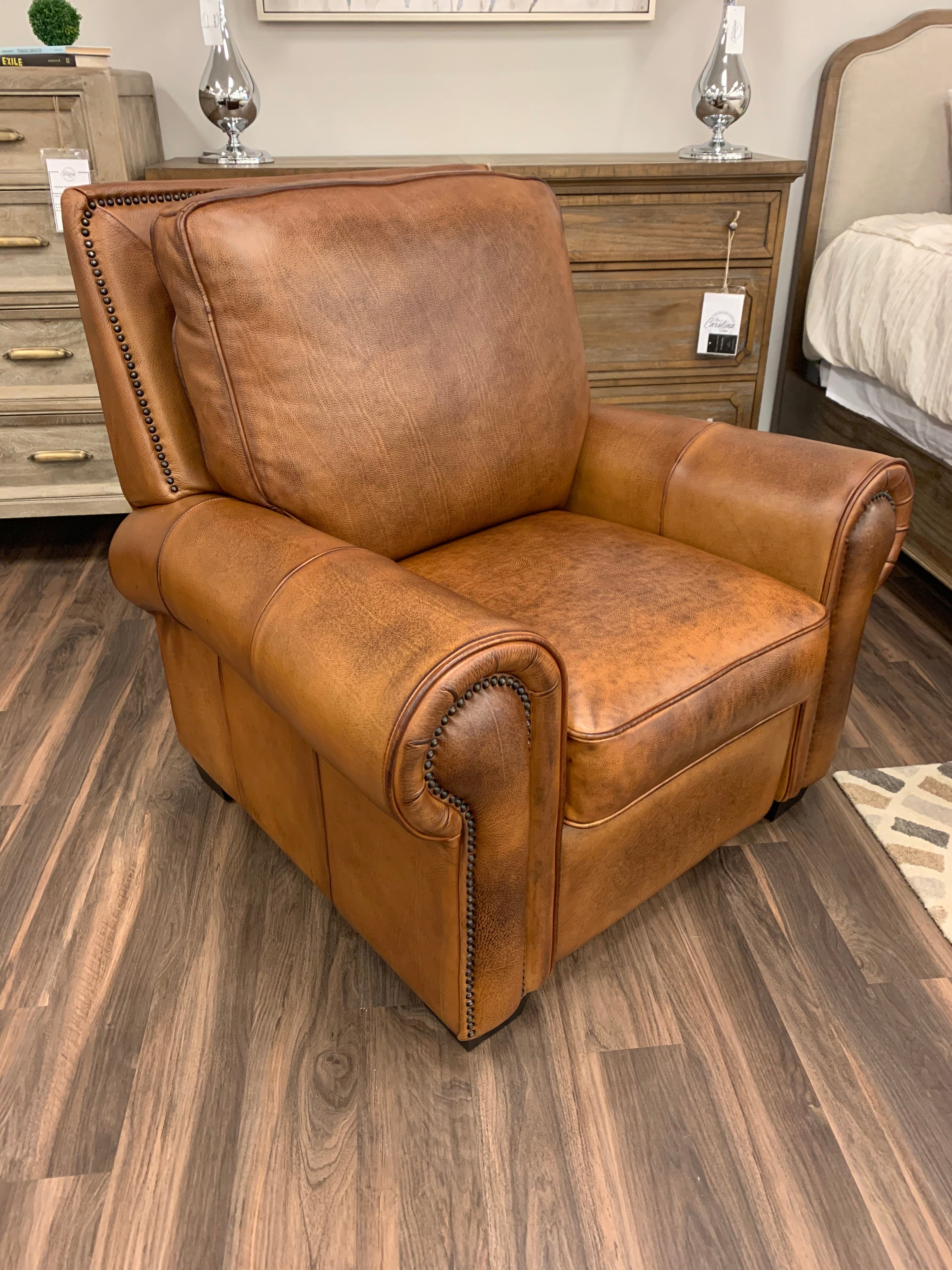 Wallace 42" Top Grain Leather Reclining Chair - Diva Mustang - Classic Carolina Home