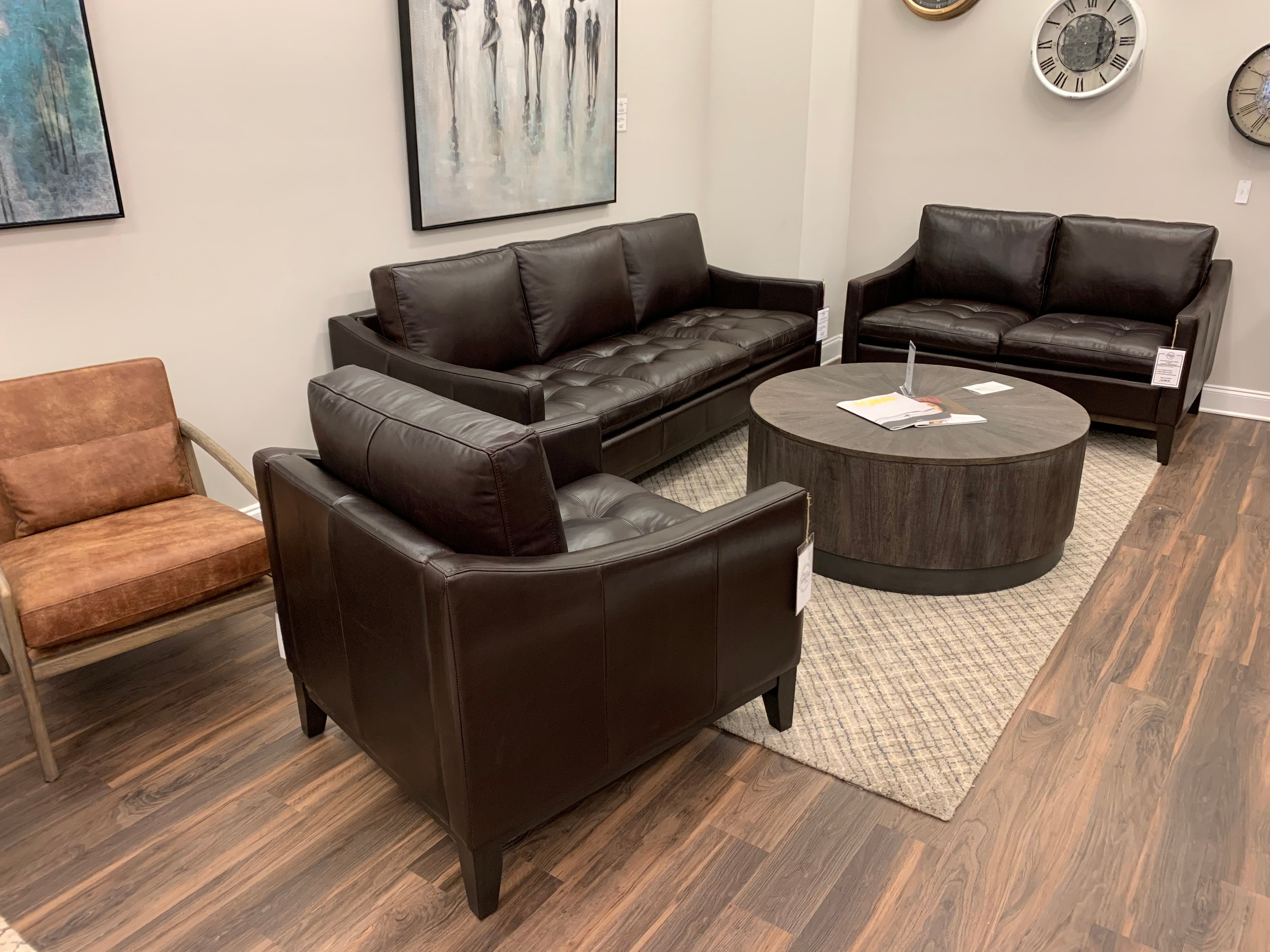 Torrey 90" Top Grain Leather 3 Cushion Sofa - Monza Walnut - Classic Carolina Home