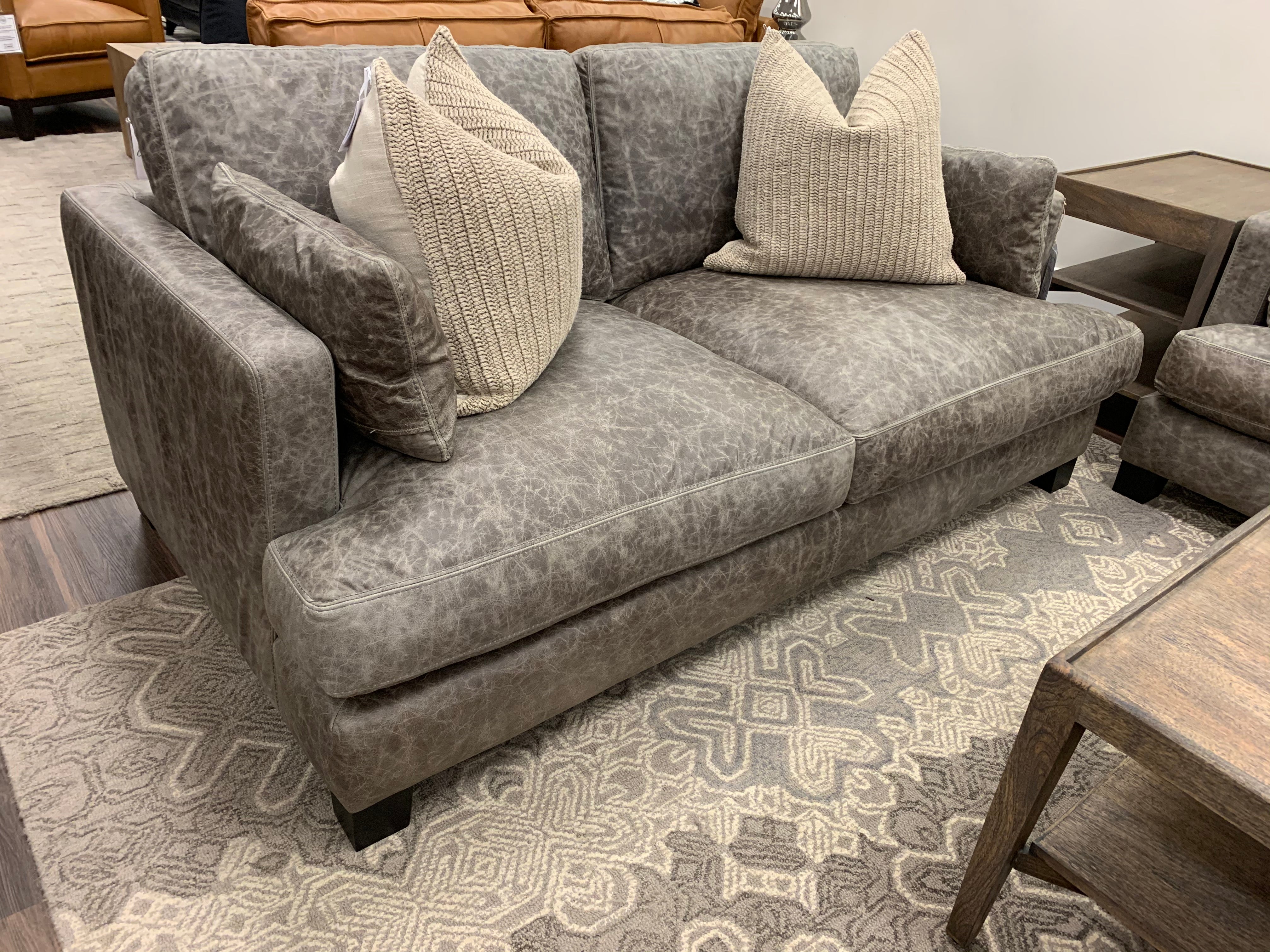 Franklin 72" Top Grain Leather 2 Cushion Loveseat - Coyote Steel