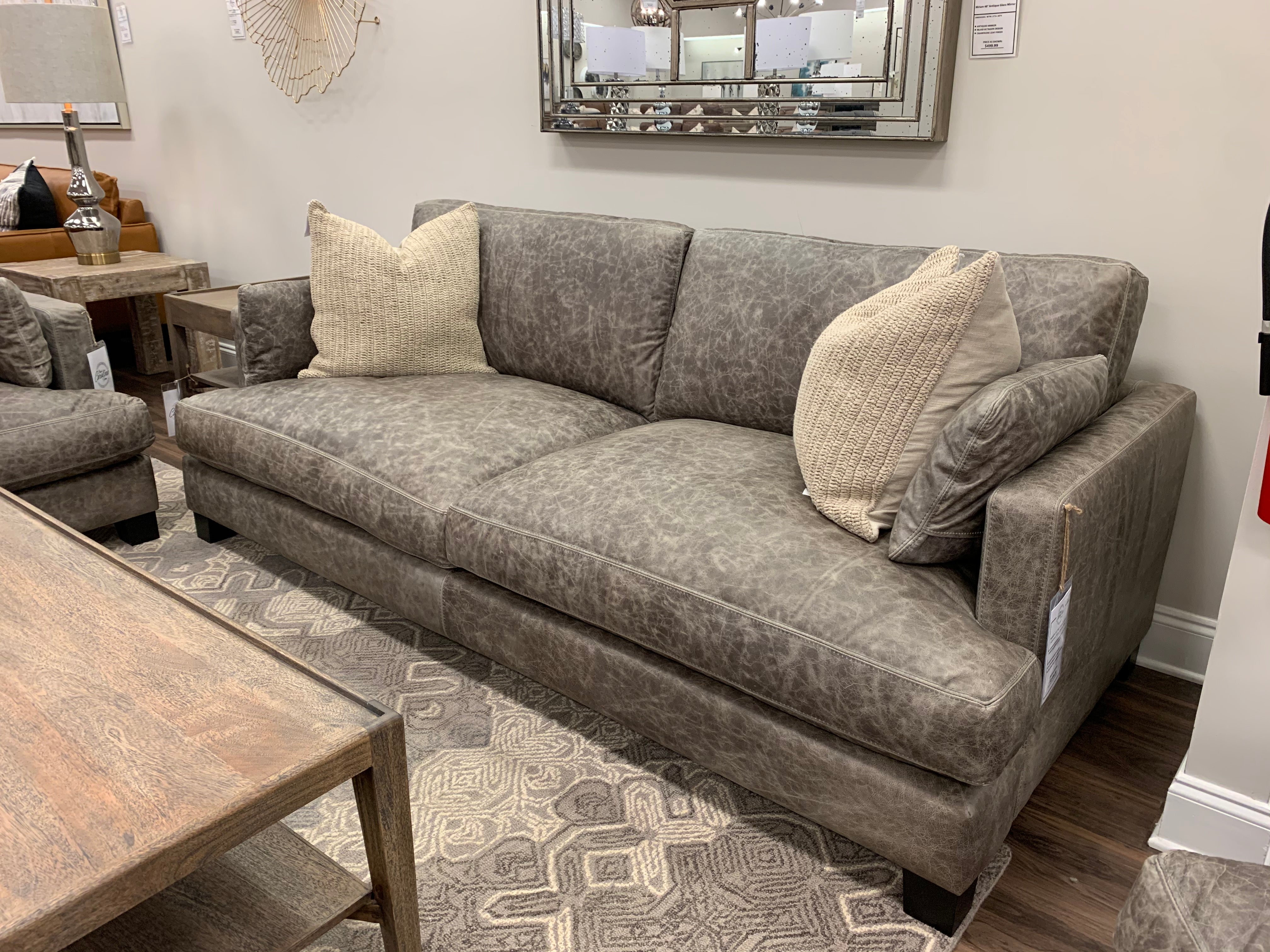 Franklin 90" Top Grain Leather 2 Cushion Sofa - Coyote Steel