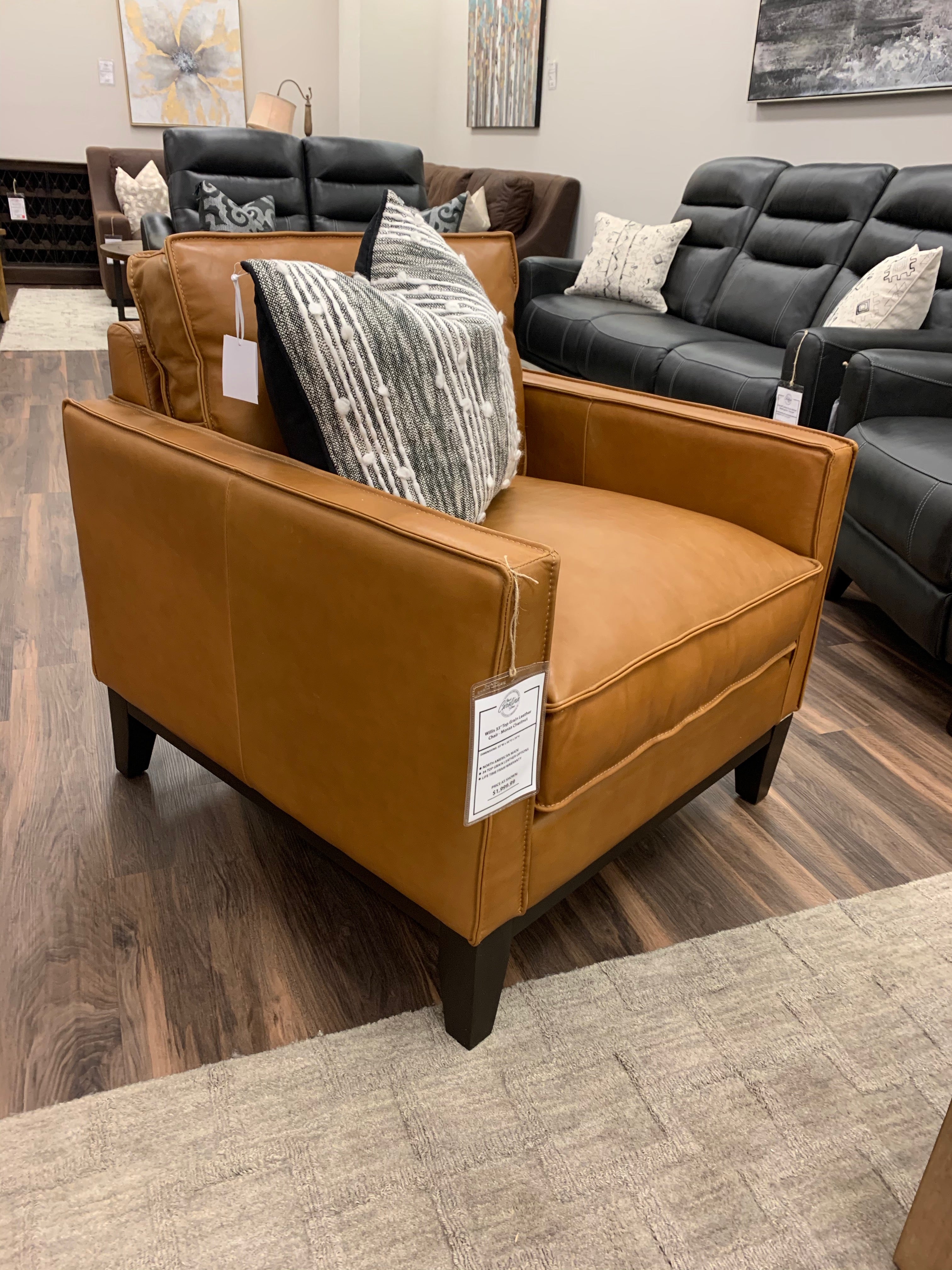 Willis 33" Top Grain Leather Chair - Monza Chestnut