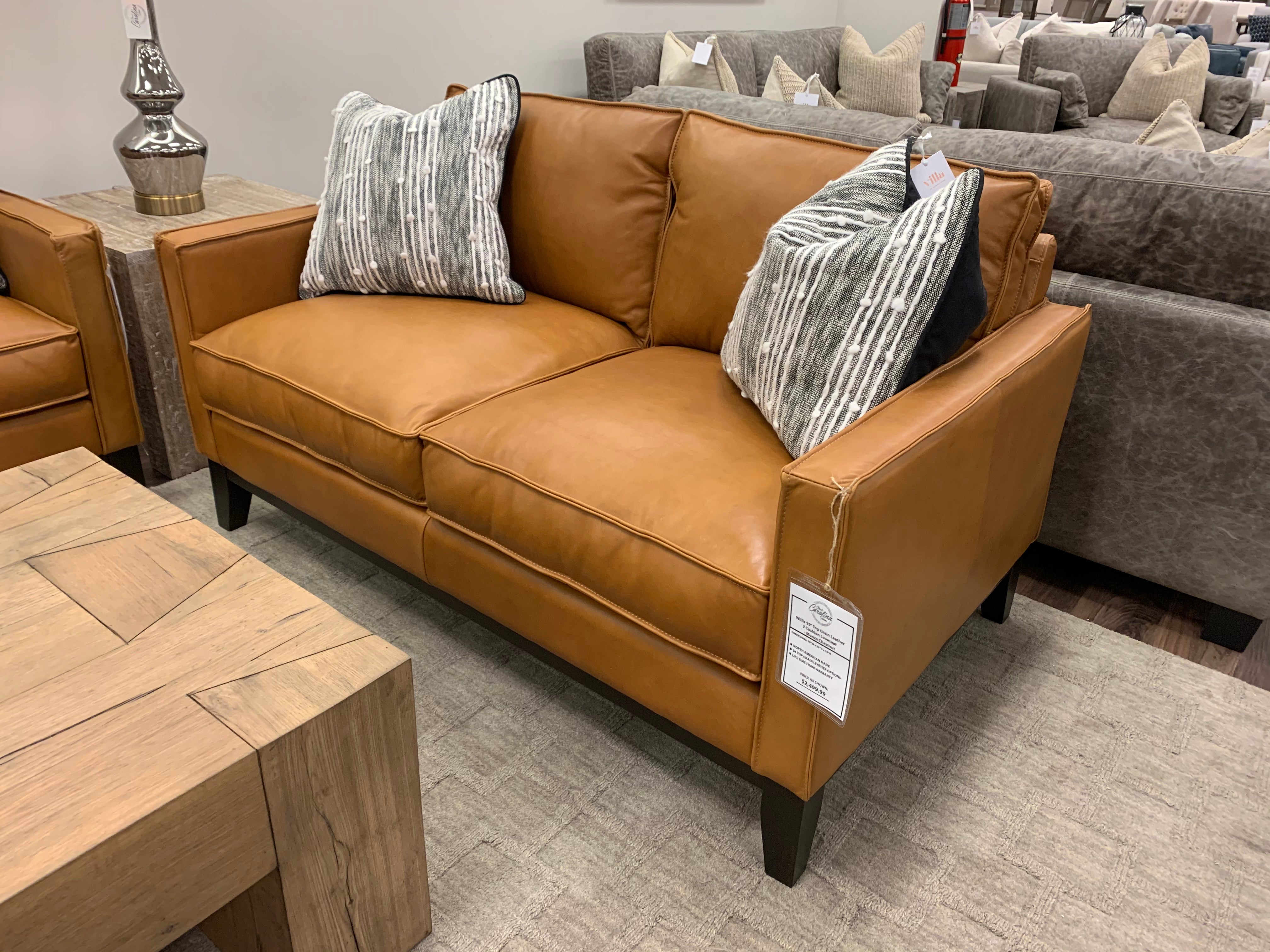 Willis 59" Top Grain Leather 2 Cushion Loveseat - Monza Chestnut