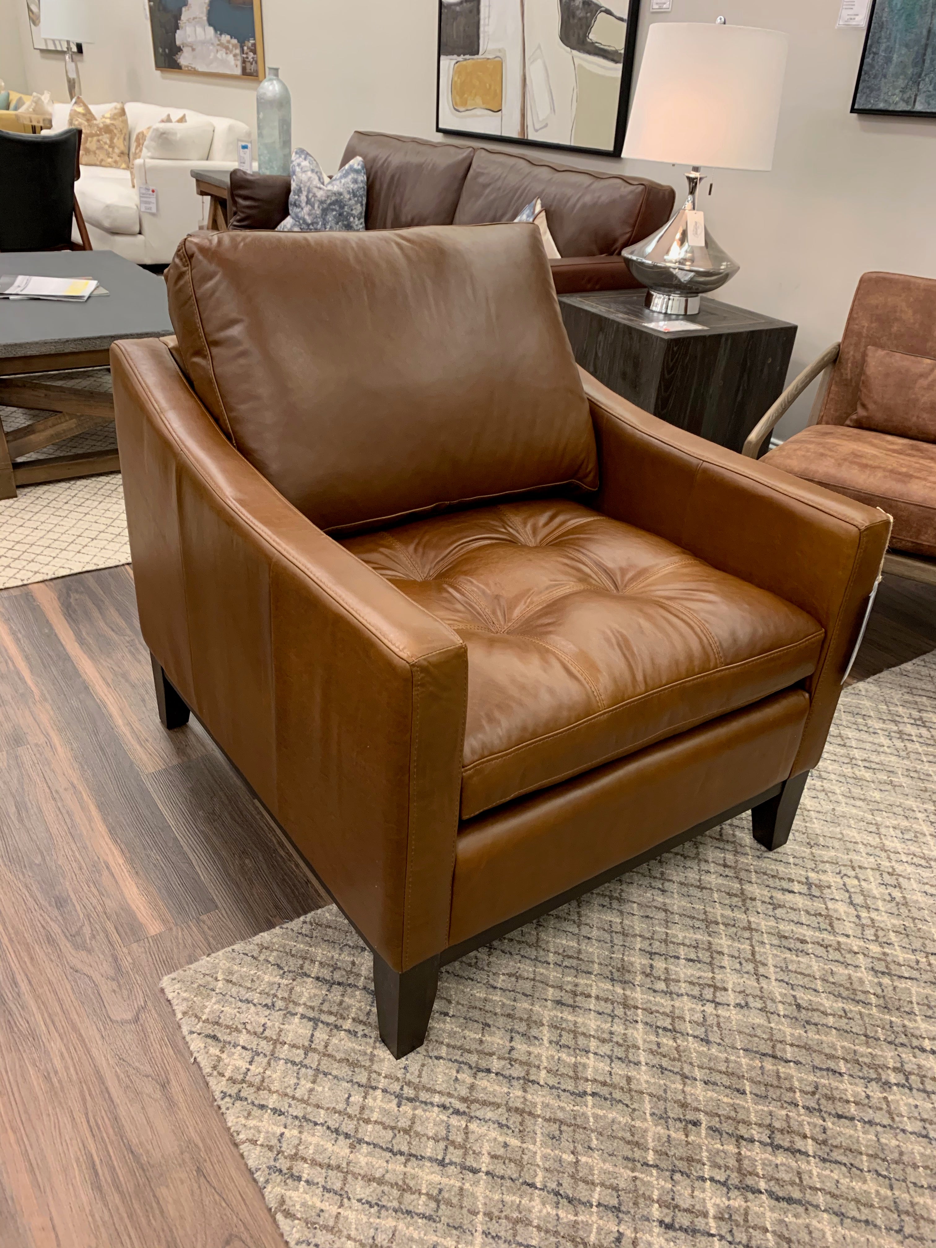 Torrey 35" Tufted Top Grain Leather Chair - Delmar Goldenrod