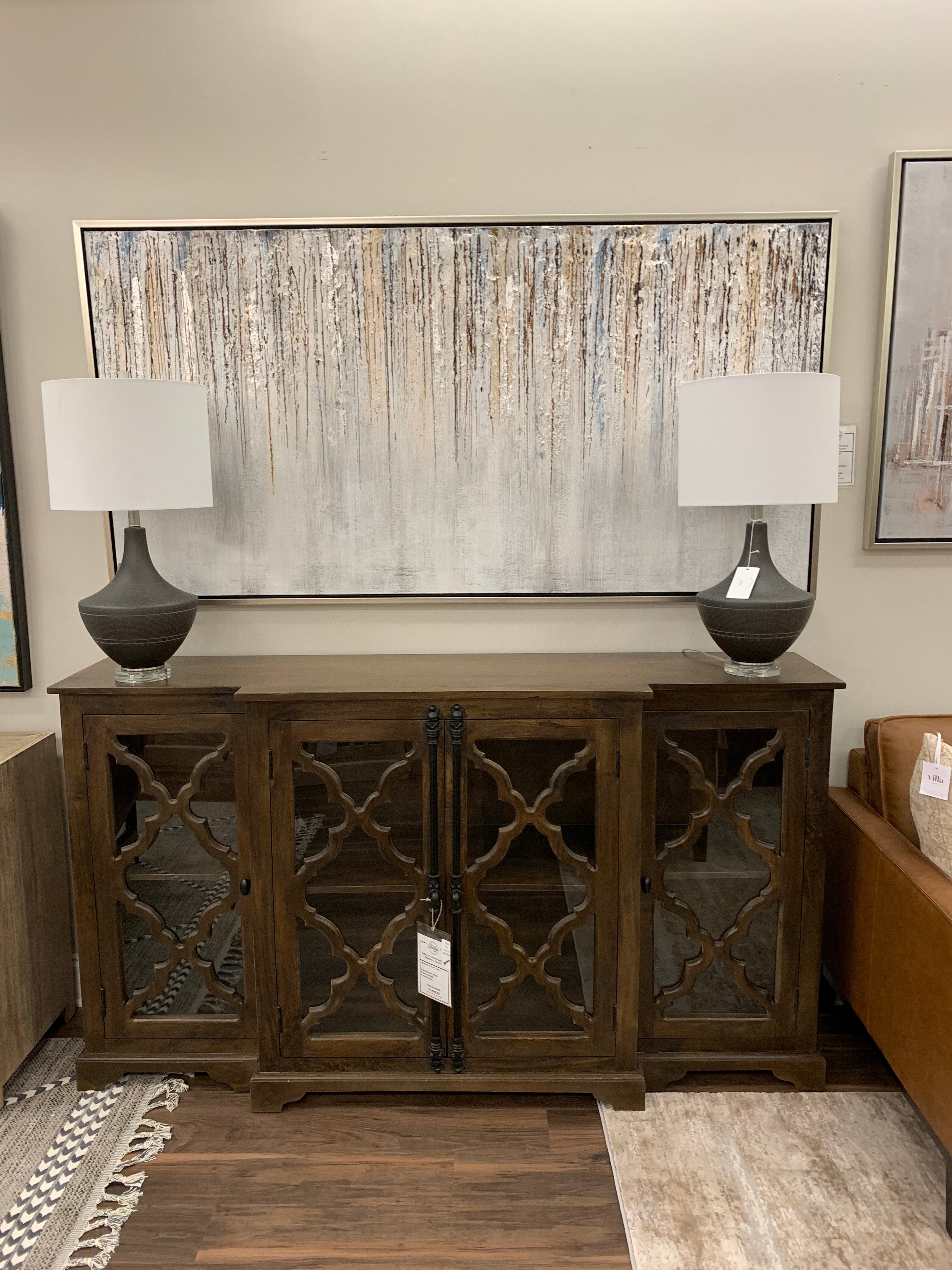 Celine 72" 4 Door Breakfront Sideboard - Dark Ash