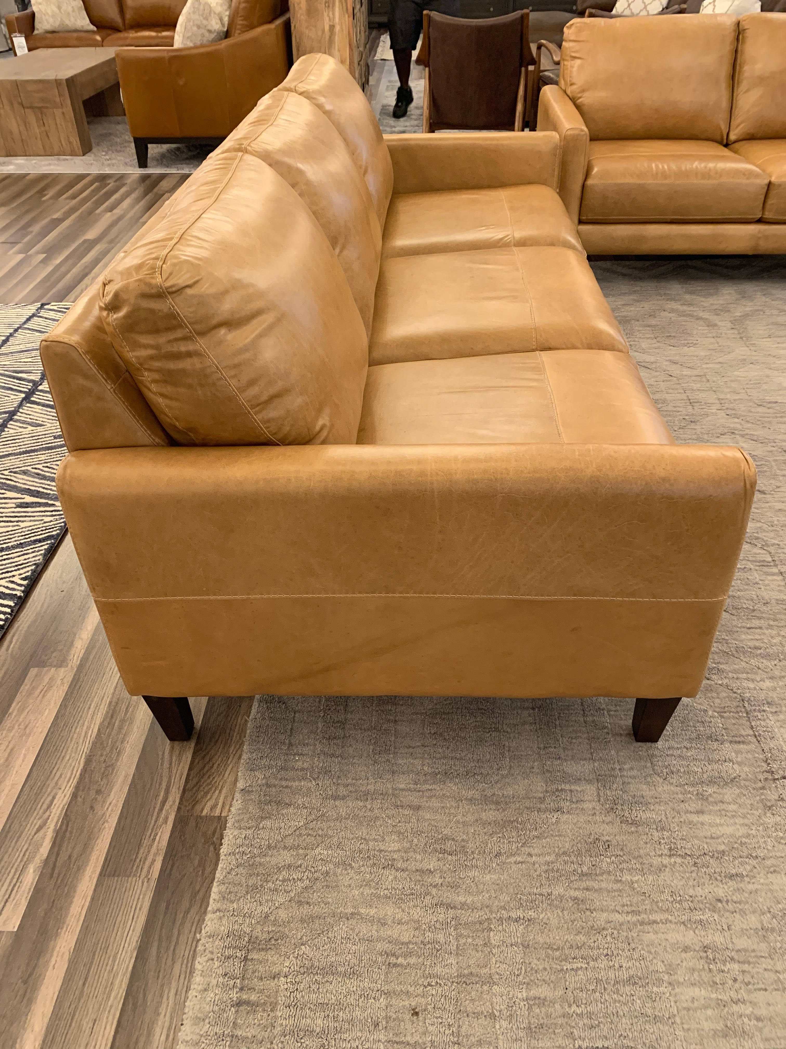 Arezzo 89" Italian Top Grain Leather 3 Cushion Sofa - Artisan Saddle