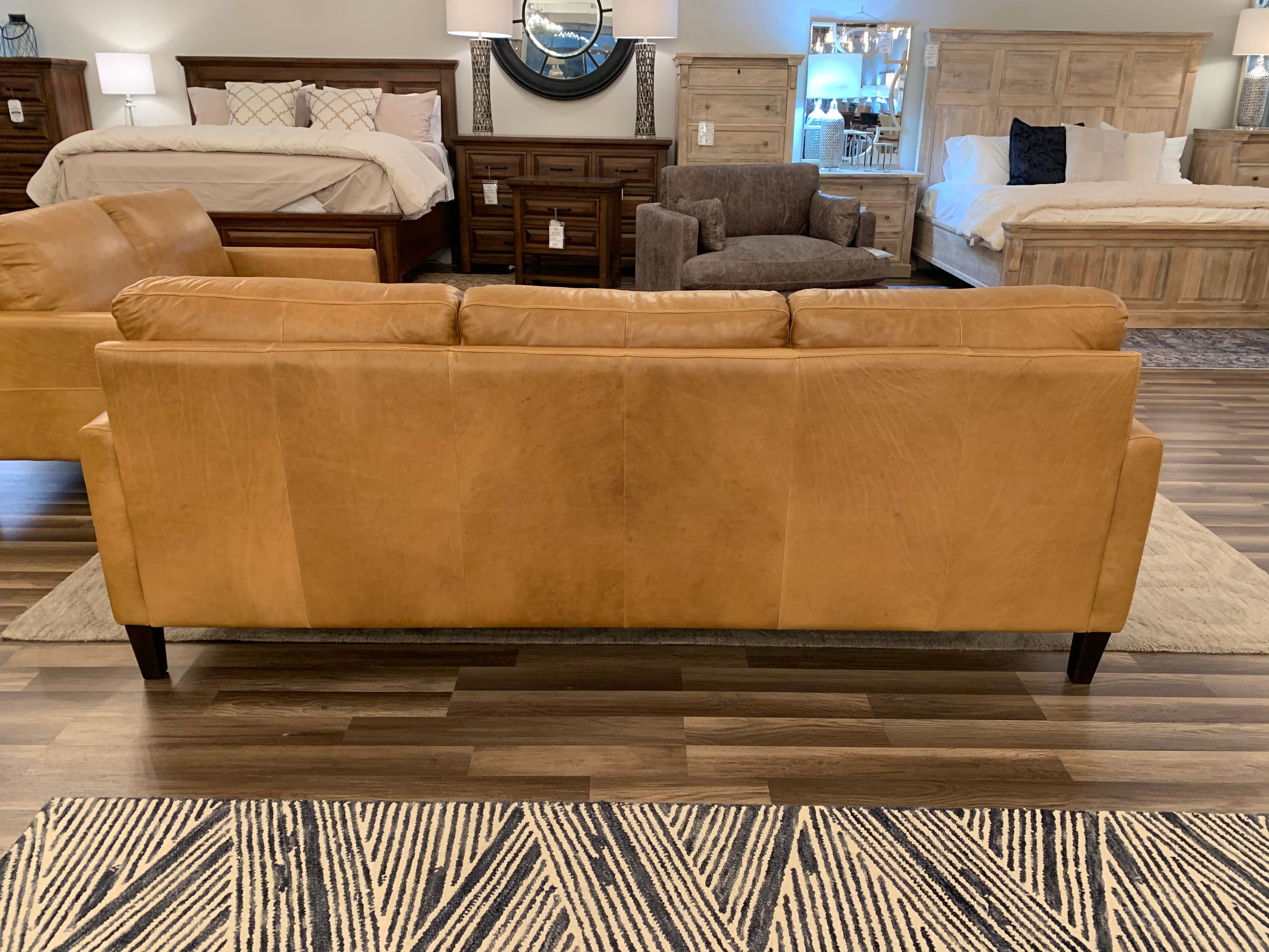 Arezzo 89" Italian Top Grain Leather 3 Cushion Sofa - Artisan Saddle