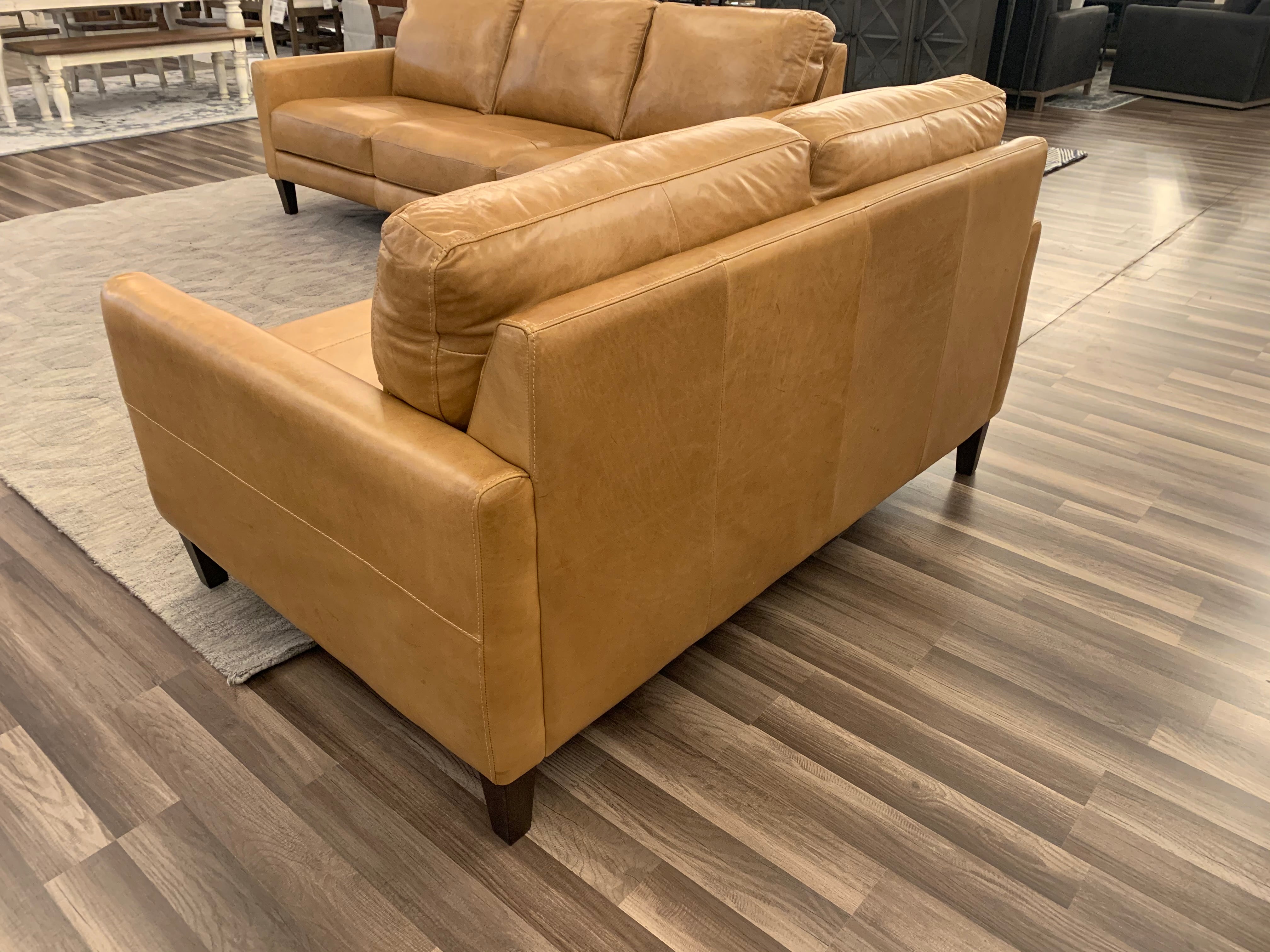 Arezzo 62" Italian Top Grain Leather 2 Cushion Loveseat - Saddle