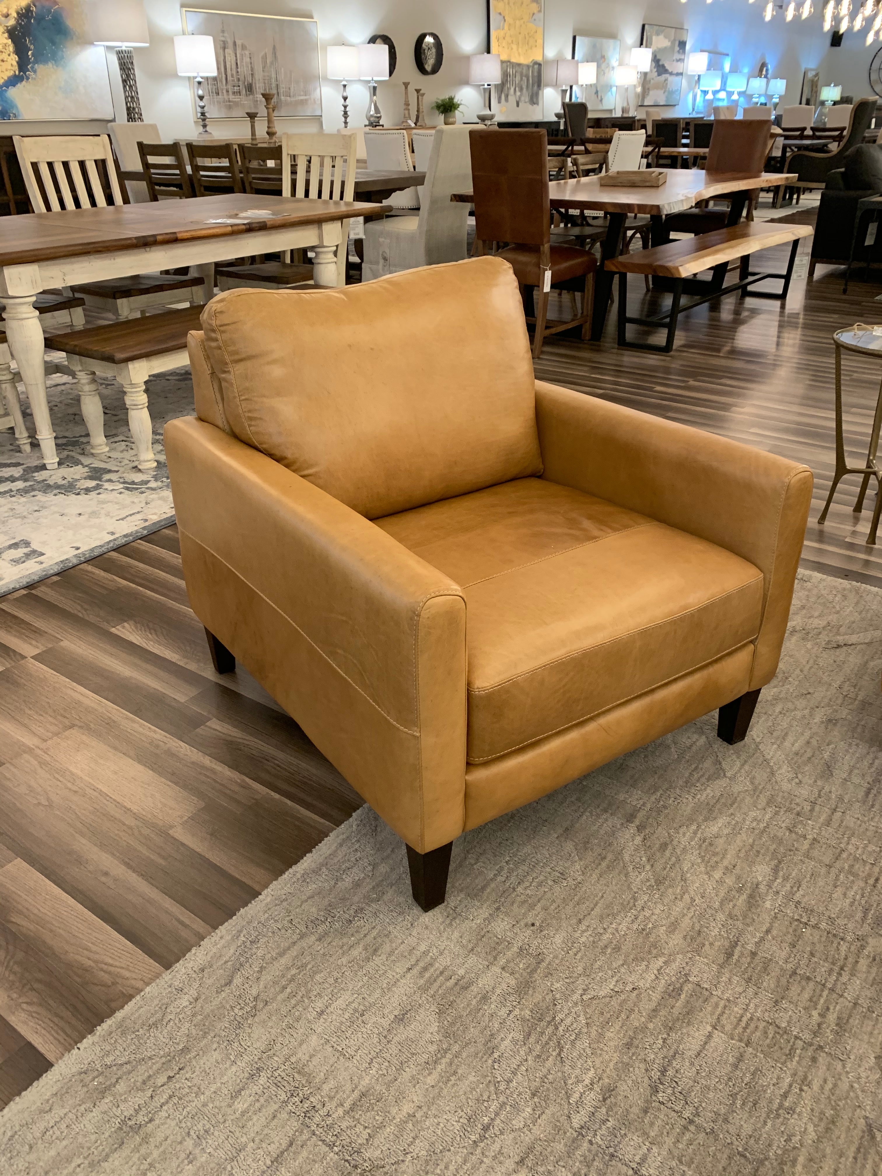 Arezzo 35" Italian Top Grain Leather Chair - Artisan Saddle