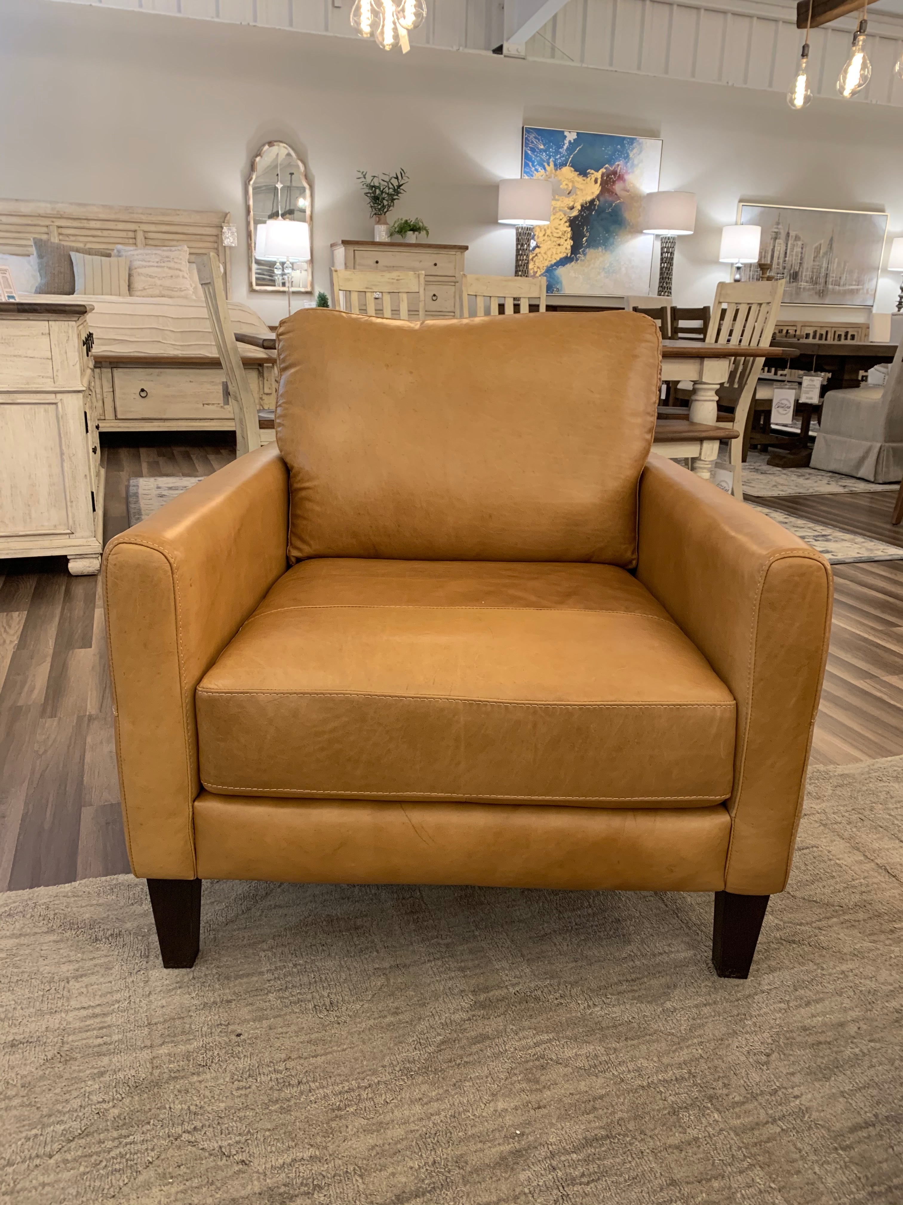 Arezzo 35" Italian Top Grain Leather Chair - Artisan Saddle