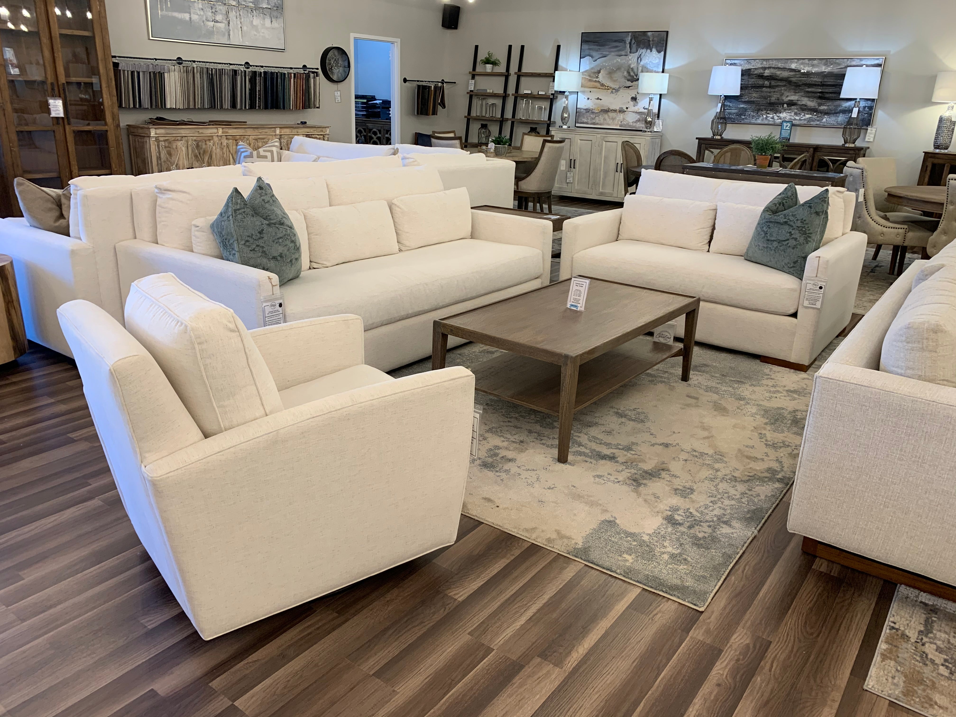 Glenda Quick Ship 90" Bench Cushion Sofa - Crypton Natural Linen