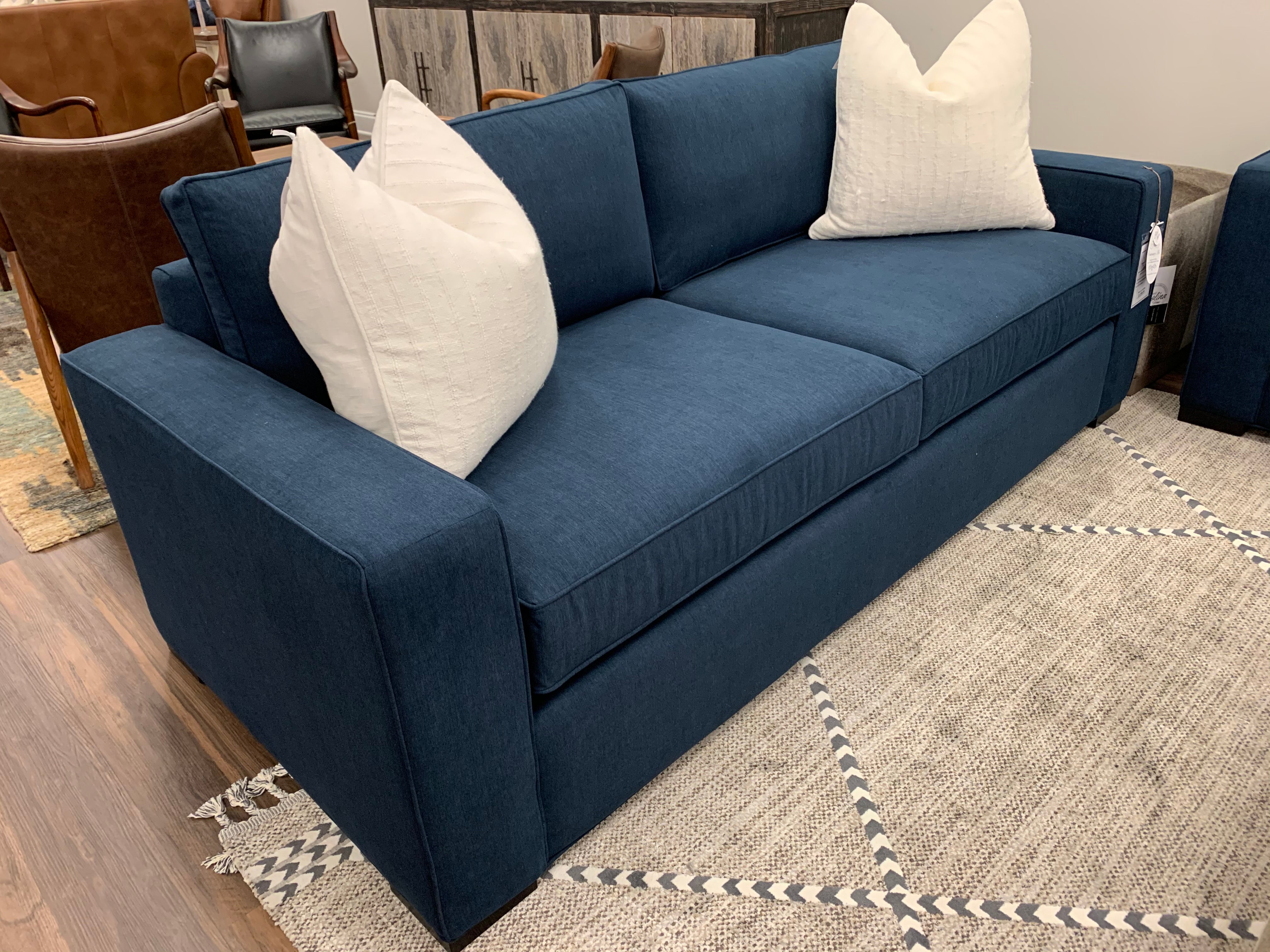 Nathan Luxe Express Ship 84" 2 Cushion Sofa - Crypton Navy Velvet