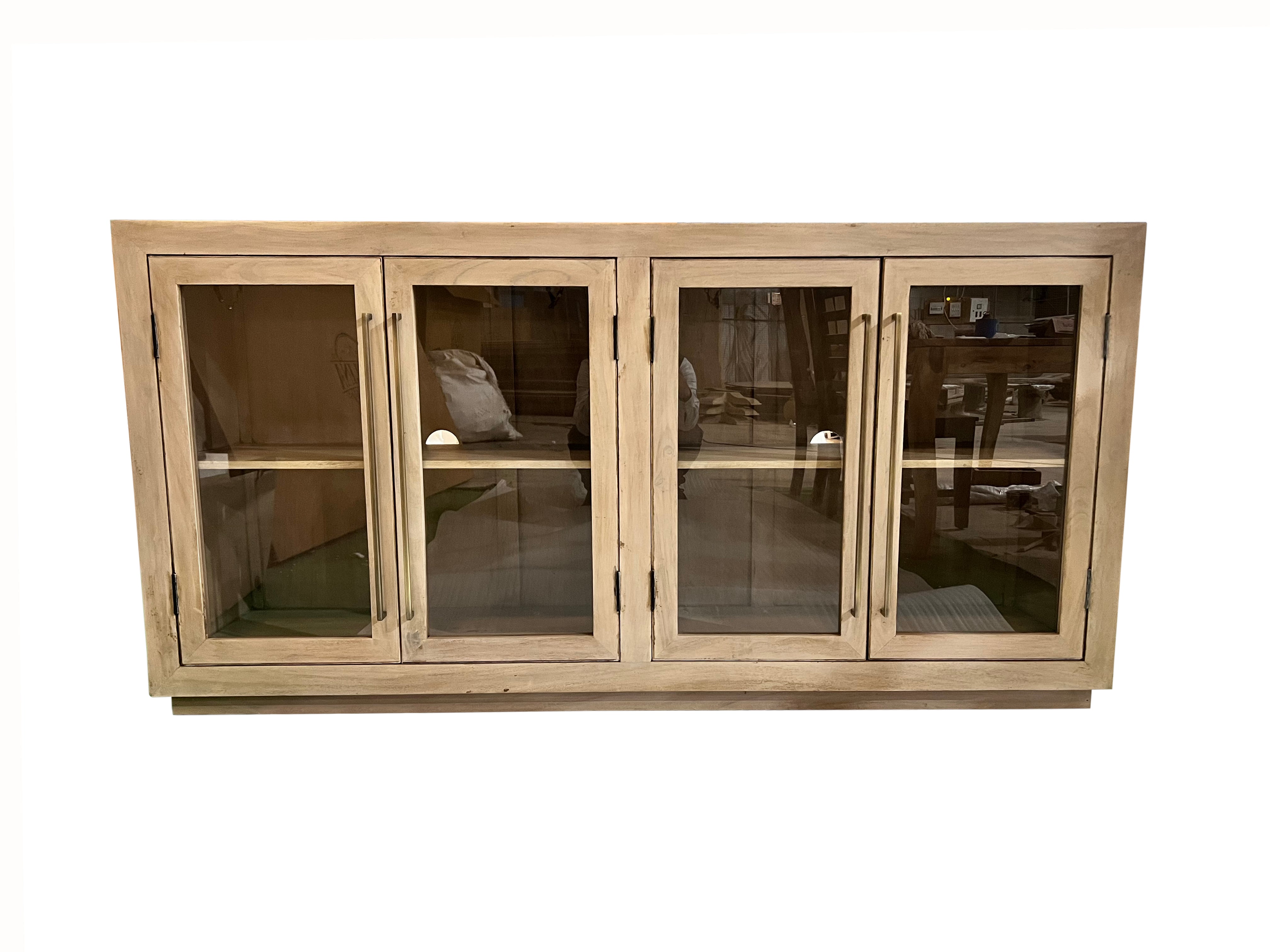 Tristan 72" 4 Door Glass Front Sideboard - New White Wash