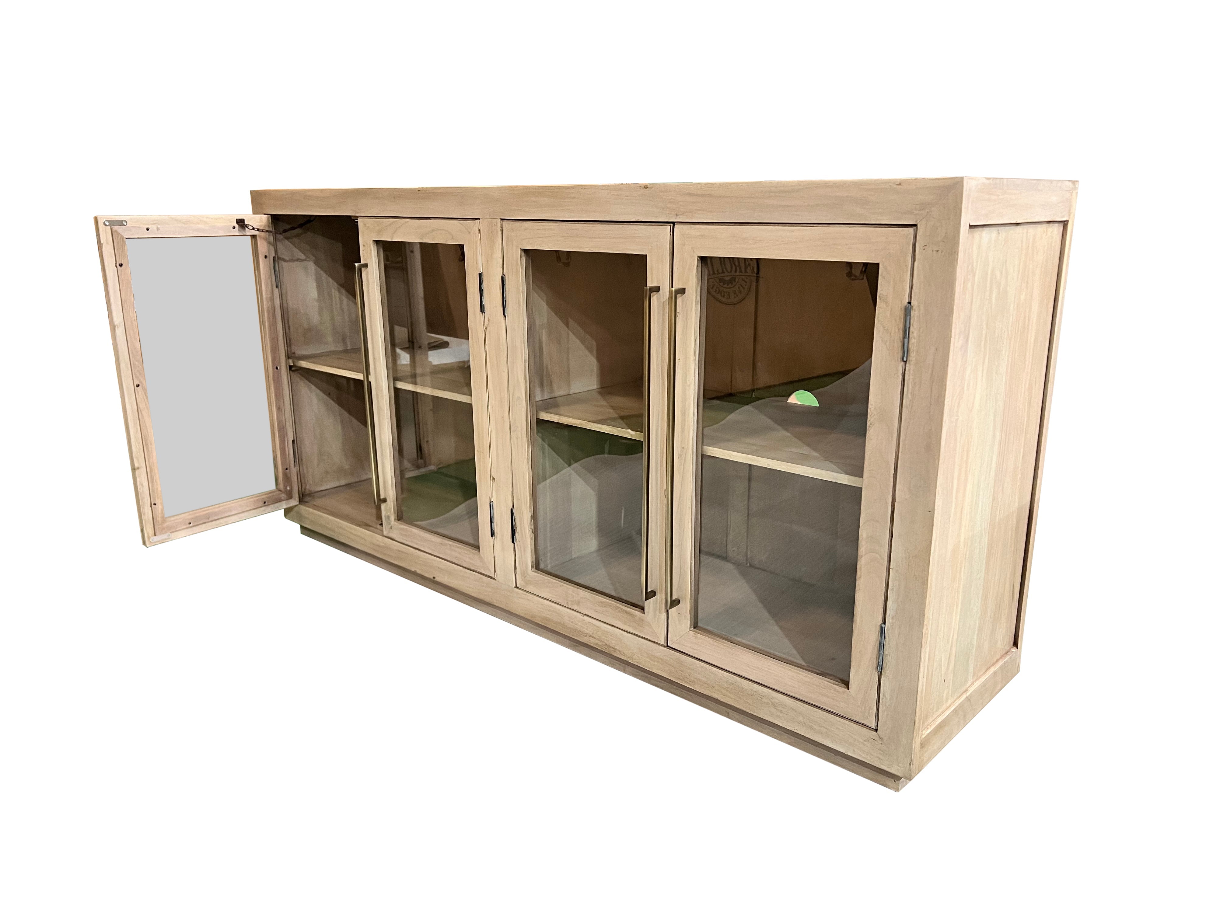 Tristan 72" 4 Door Glass Front Sideboard - New White Wash