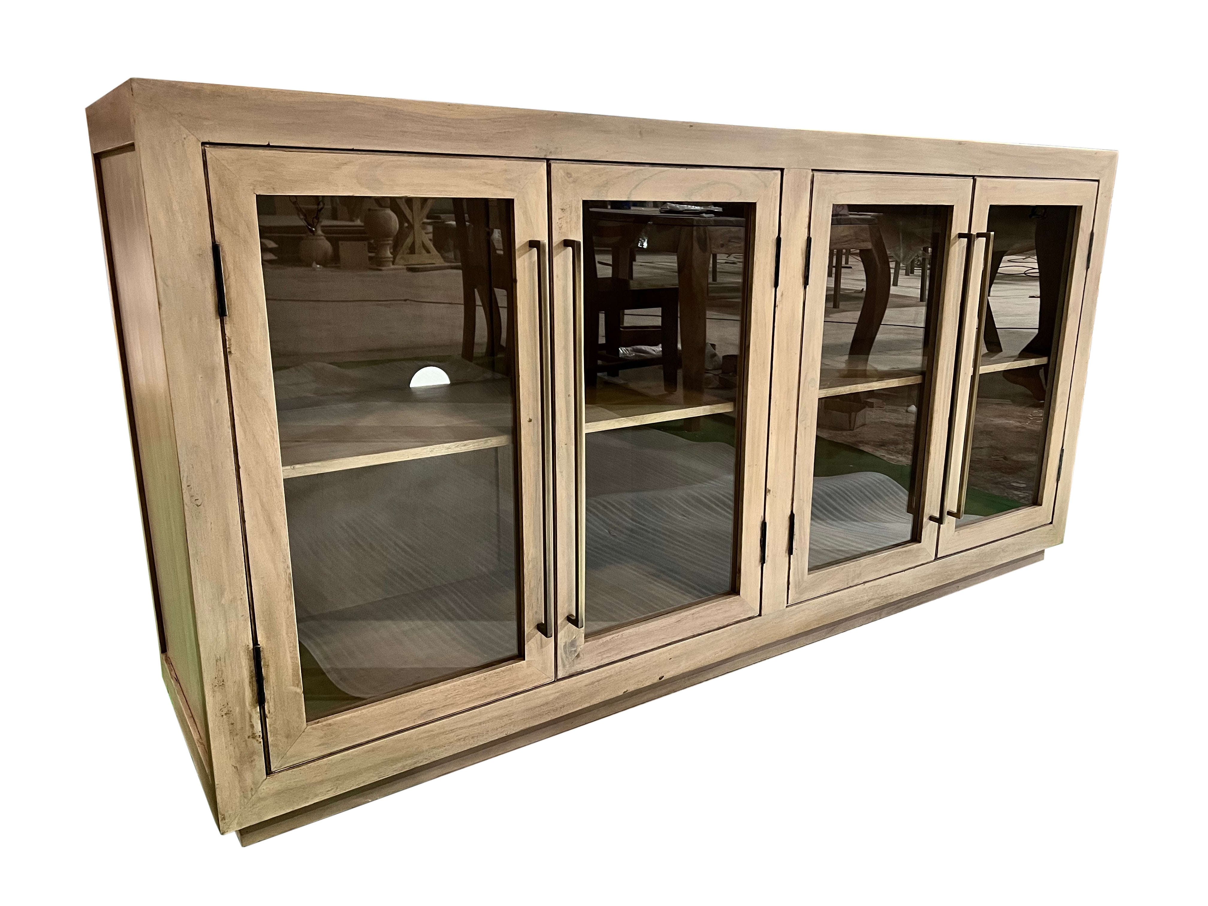 Tristan 72" 4 Door Glass Front Sideboard - New White Wash