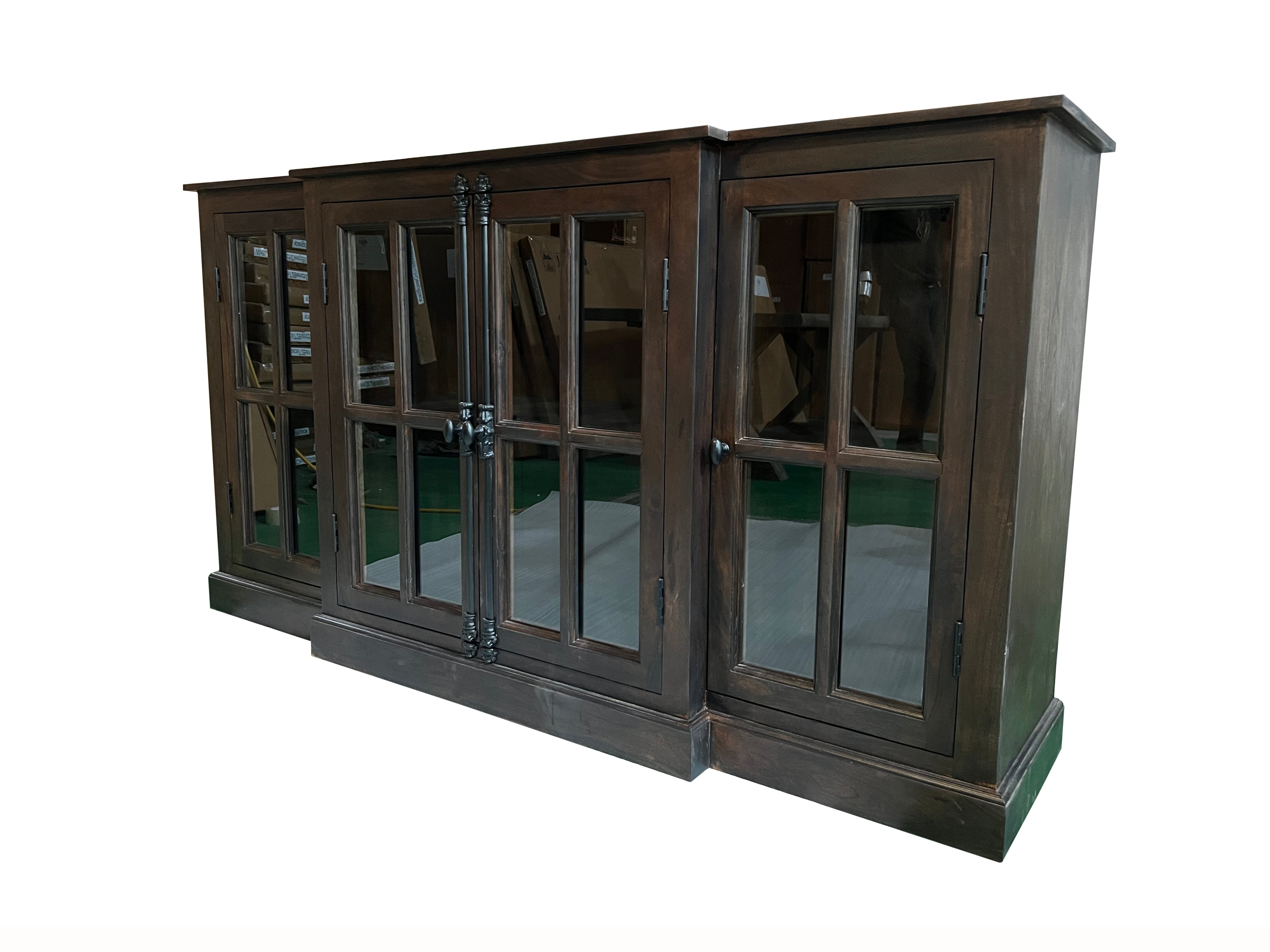 Billings 72" Acacia Breakfront 4 Door Sideboard - Natural + Black