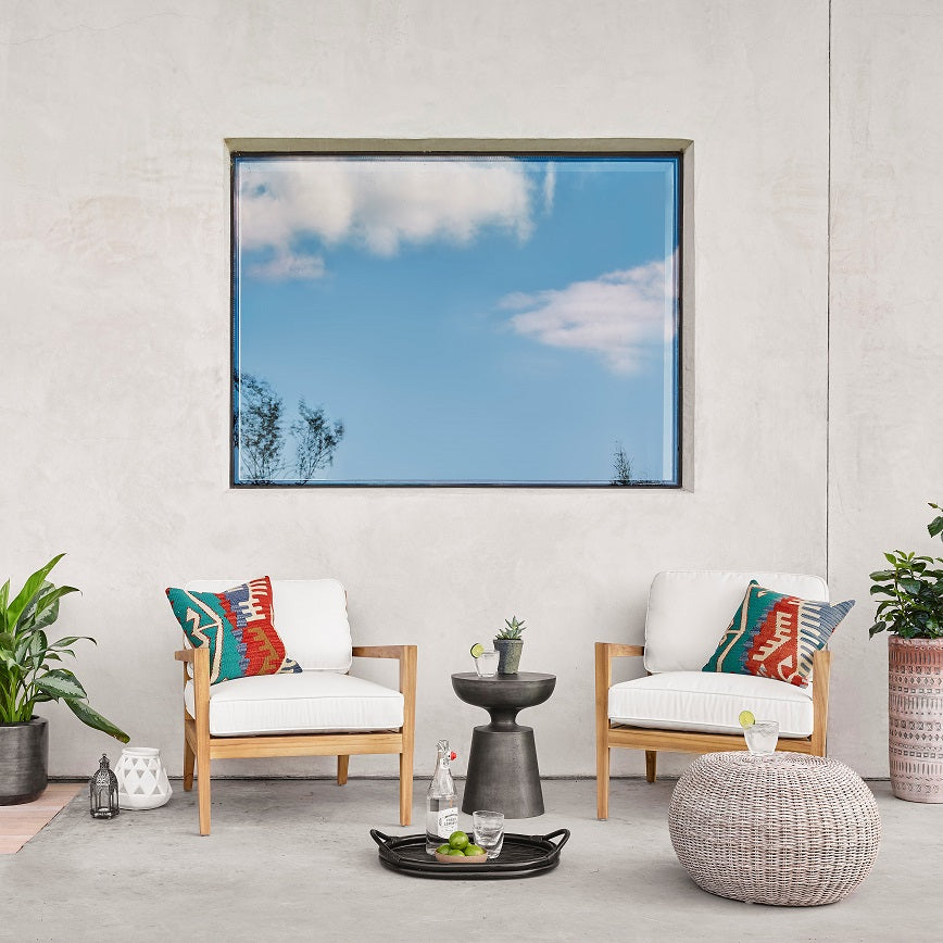 Portia 21" Outdoor Accent Stool - Vintage White - Classic Carolina Home