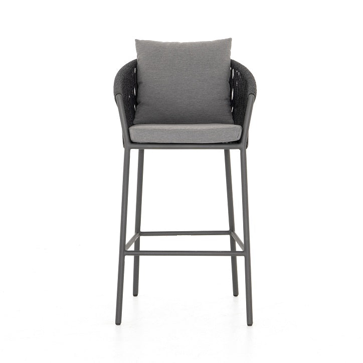 Tarek 22" Outdoor Barstool - Sunbrella Gray + Charcoal - Classic Carolina Home