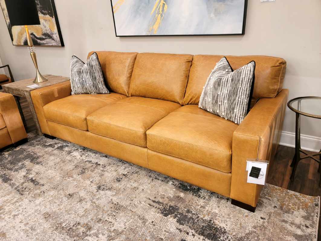 Modena 94" Italian Top Grain Leather 3 Cushion Sofa - Artisan Saddle
