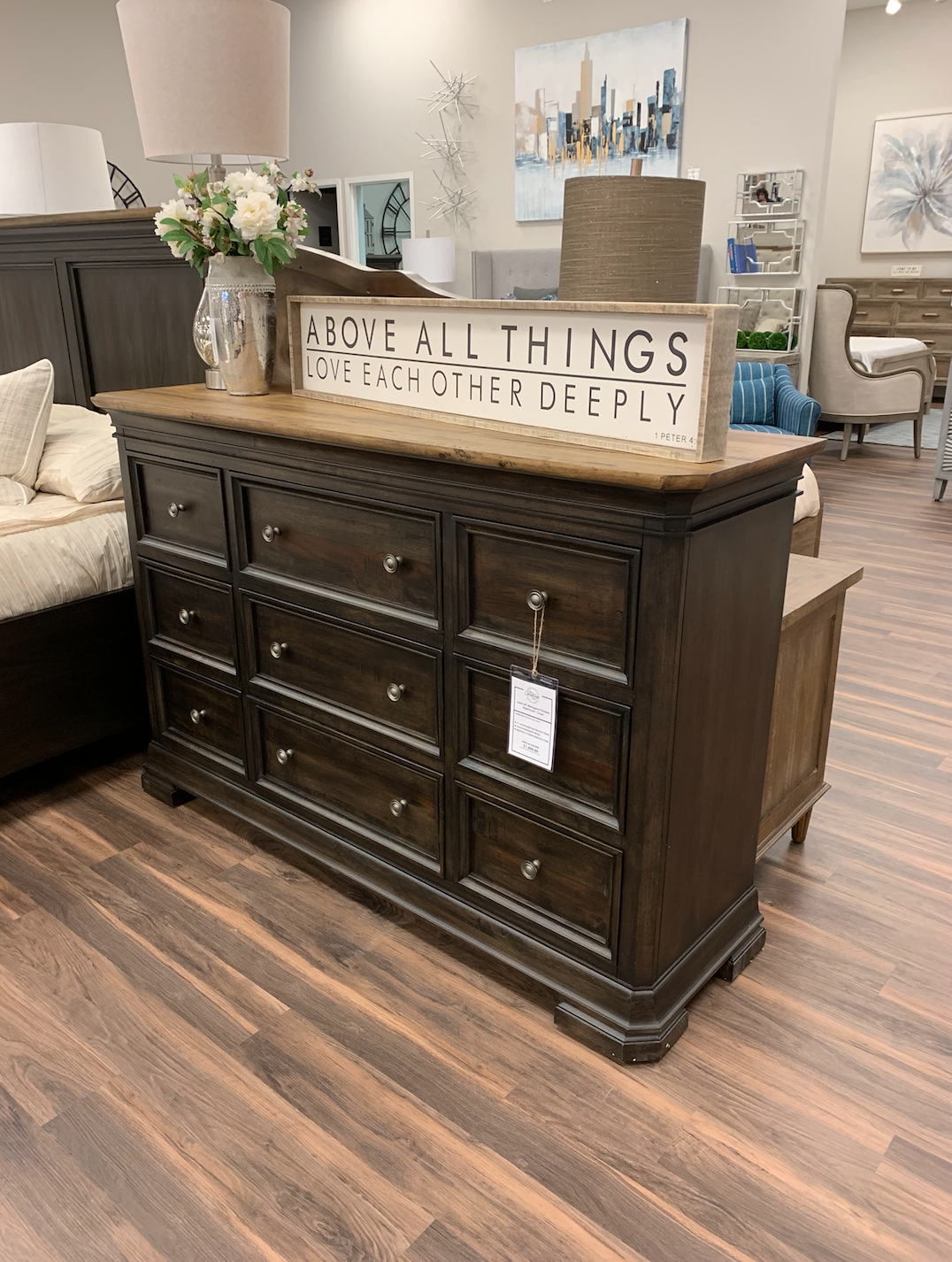 Lewis 66" Mahogany 9 Drawer Dresser - Cocoa - Classic Carolina Home