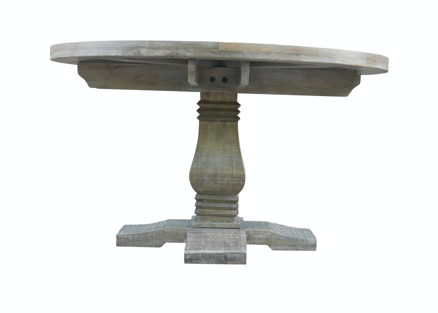 Charleston 53" Round Parquet Dining Table - White Wash - Classic Carolina Home